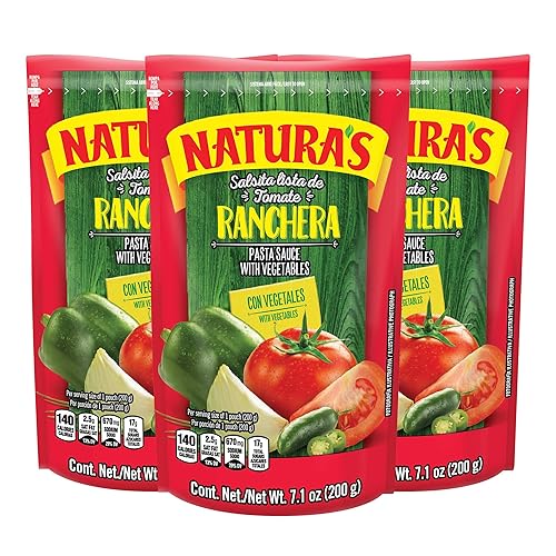Natura's Salsa Ranchera - Salsa de pasta de rancho Heat-and-Eat en bolsa fácil de abrir (paquete de 3)