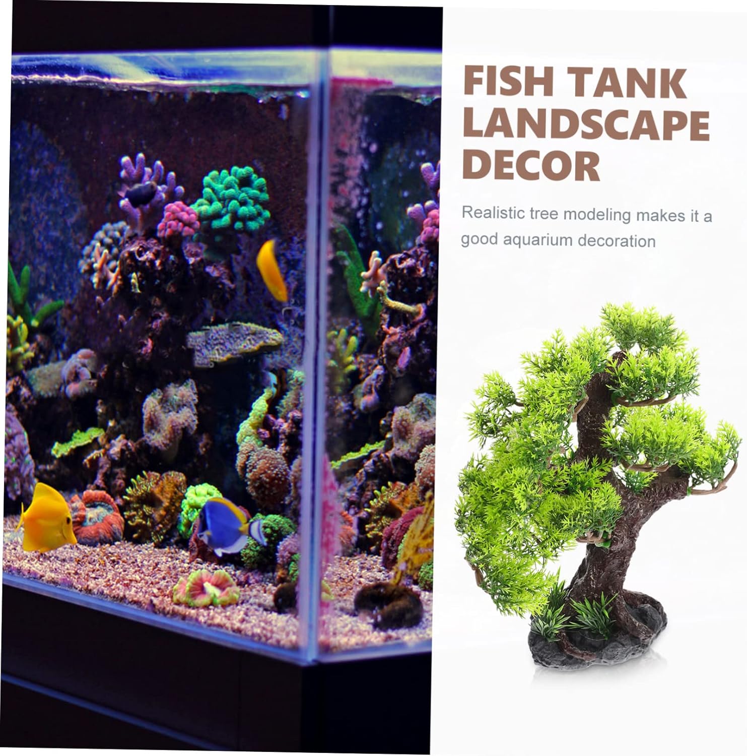 Artificial Aquarium Tree Decor Plant Fish Tank Decoration Simulated Tree Ornament for Freshwater and Aquariums