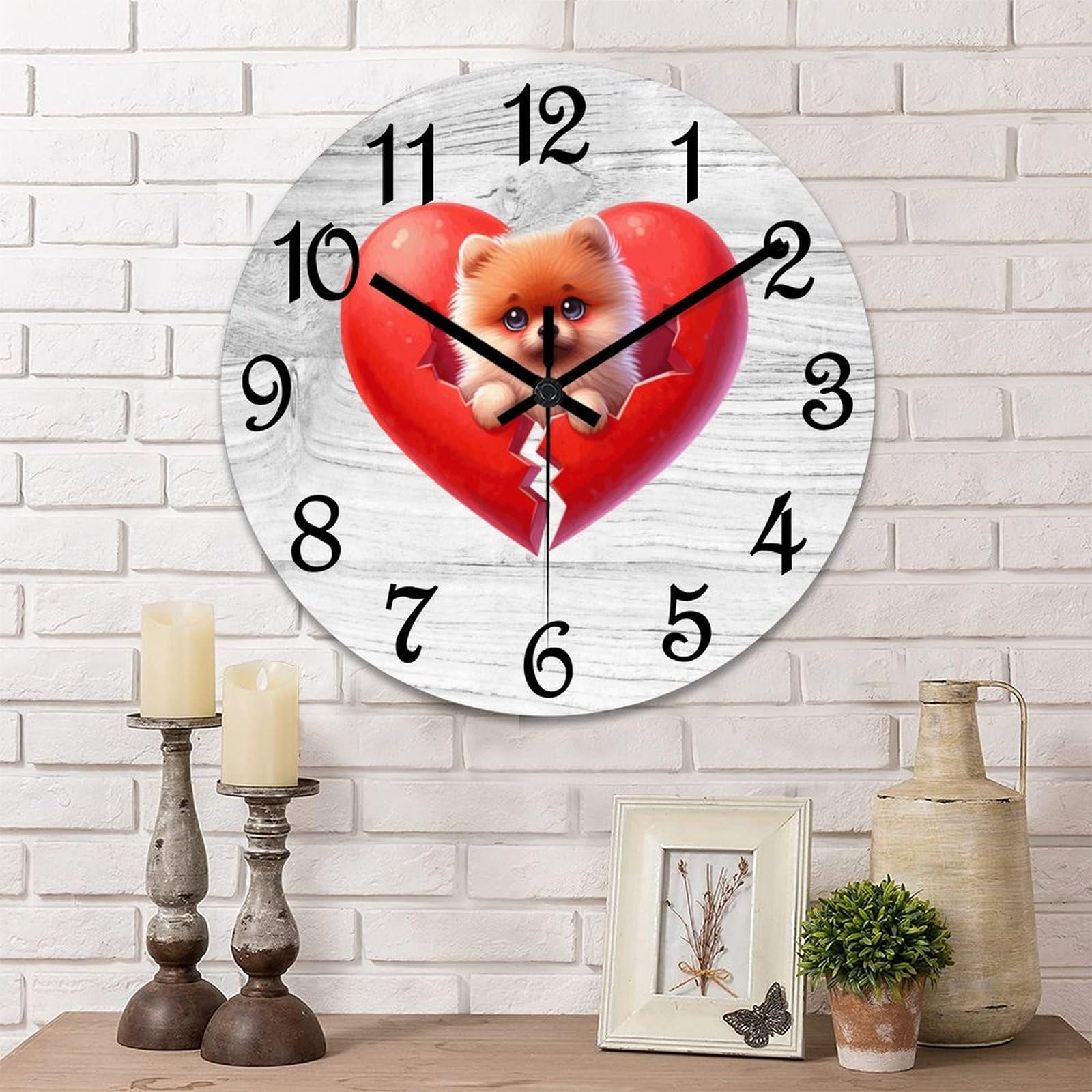 Reloj de pared Pomerania de madera 38 cm silencioso para salon