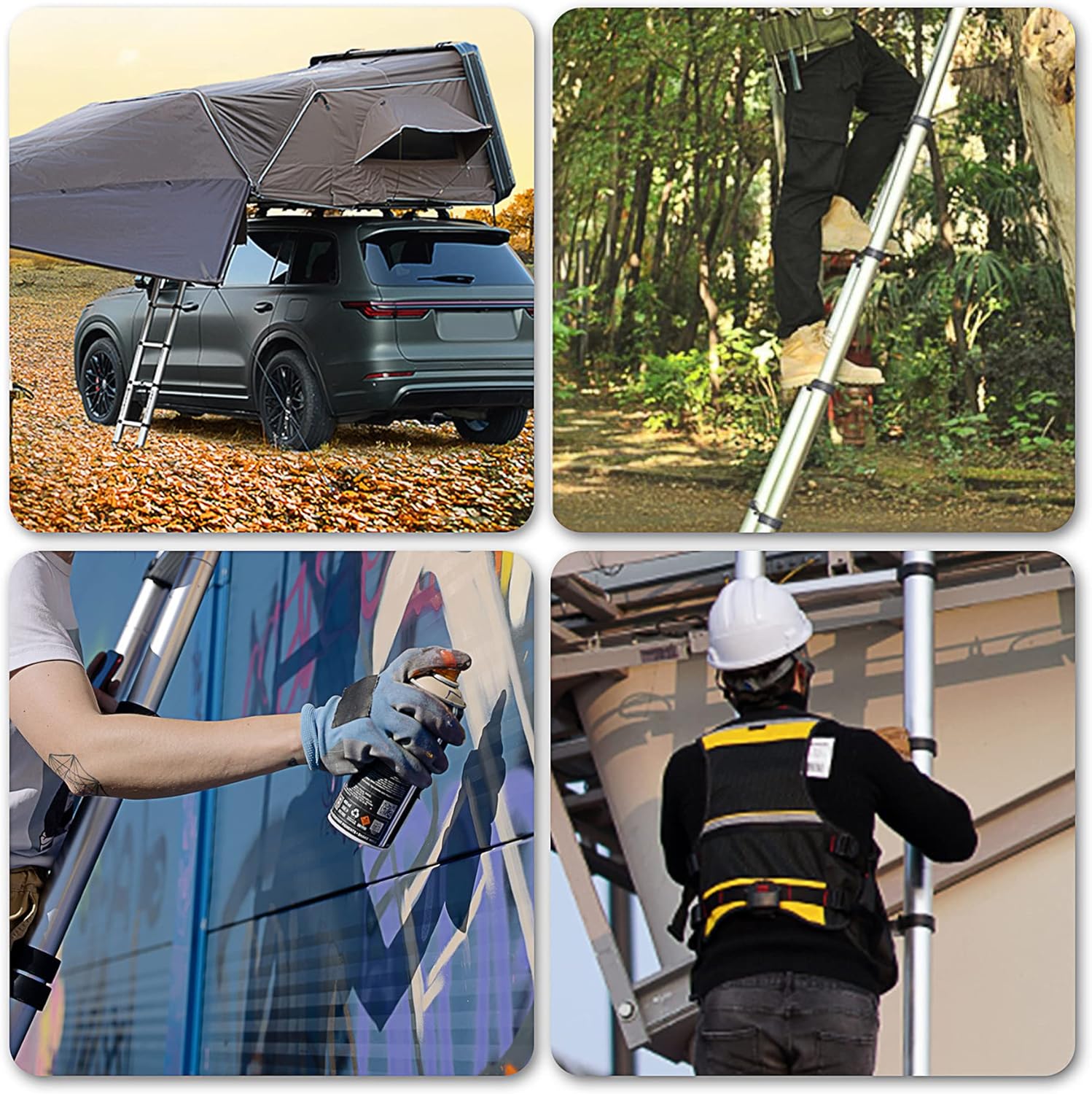 GXYWADY 10.5FT Telescoping Ladder Aluminum Extendable Telescopic Ladder Extendable Compact Loft Ladder for Household and Outdoor Working, 330lb Capacity