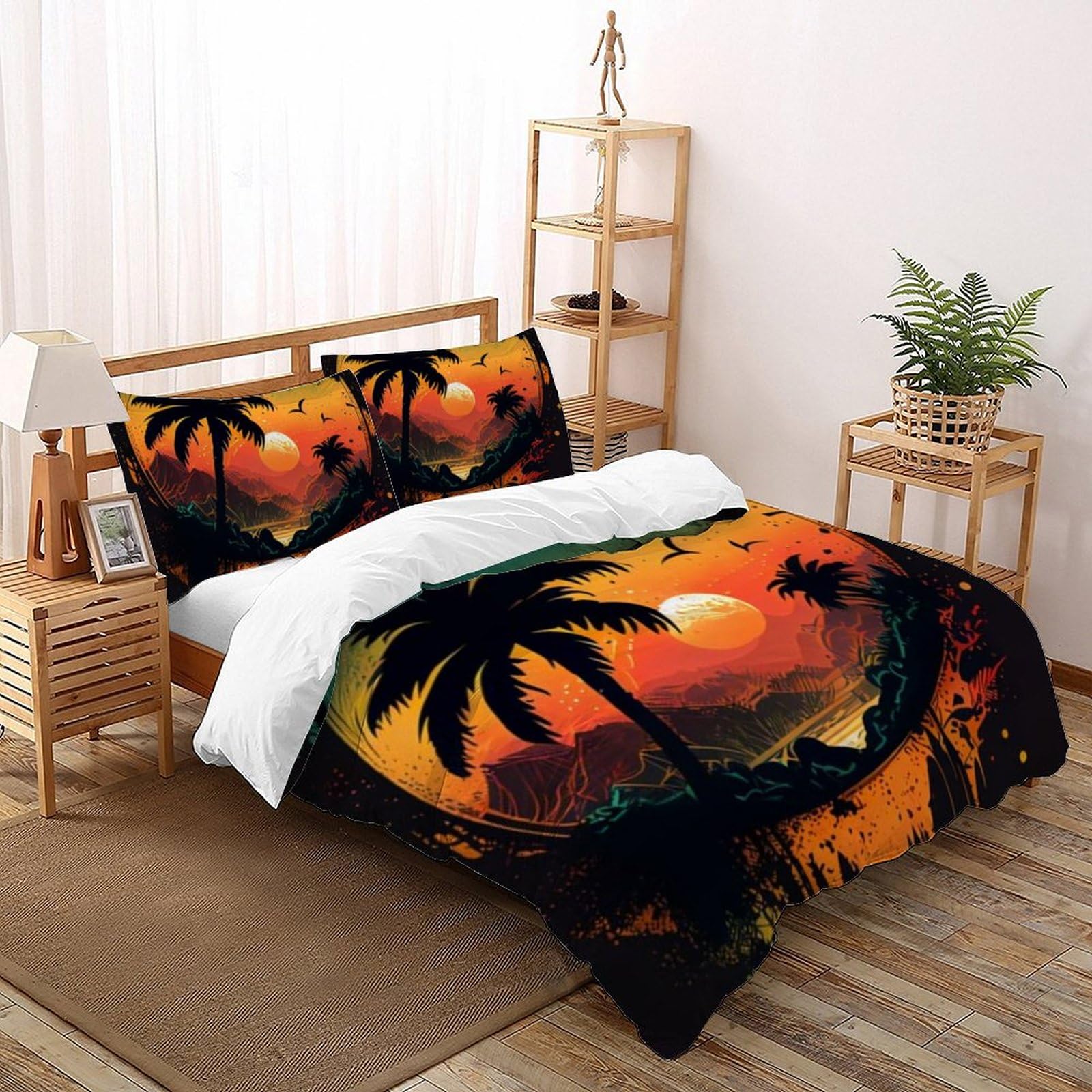 Housse de couette fille imprimé 3D romantique en microfibre 220x240 cm avec taies