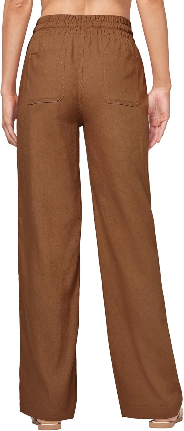 Willit Women Linen Pants Wide Leg Casual Palazzo Pants Cotton Linen Lounge Beach Summer Pants with Pockets 29"/31"/ 33" - Image 3