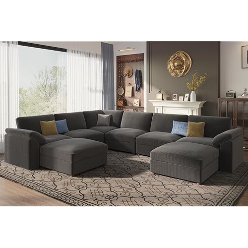 EASE MOOSE Sectional Modular Sofa,Oversized U Shape Sectional Couch Wide Deep Seat Modular Cloud Couch,Dark Grey