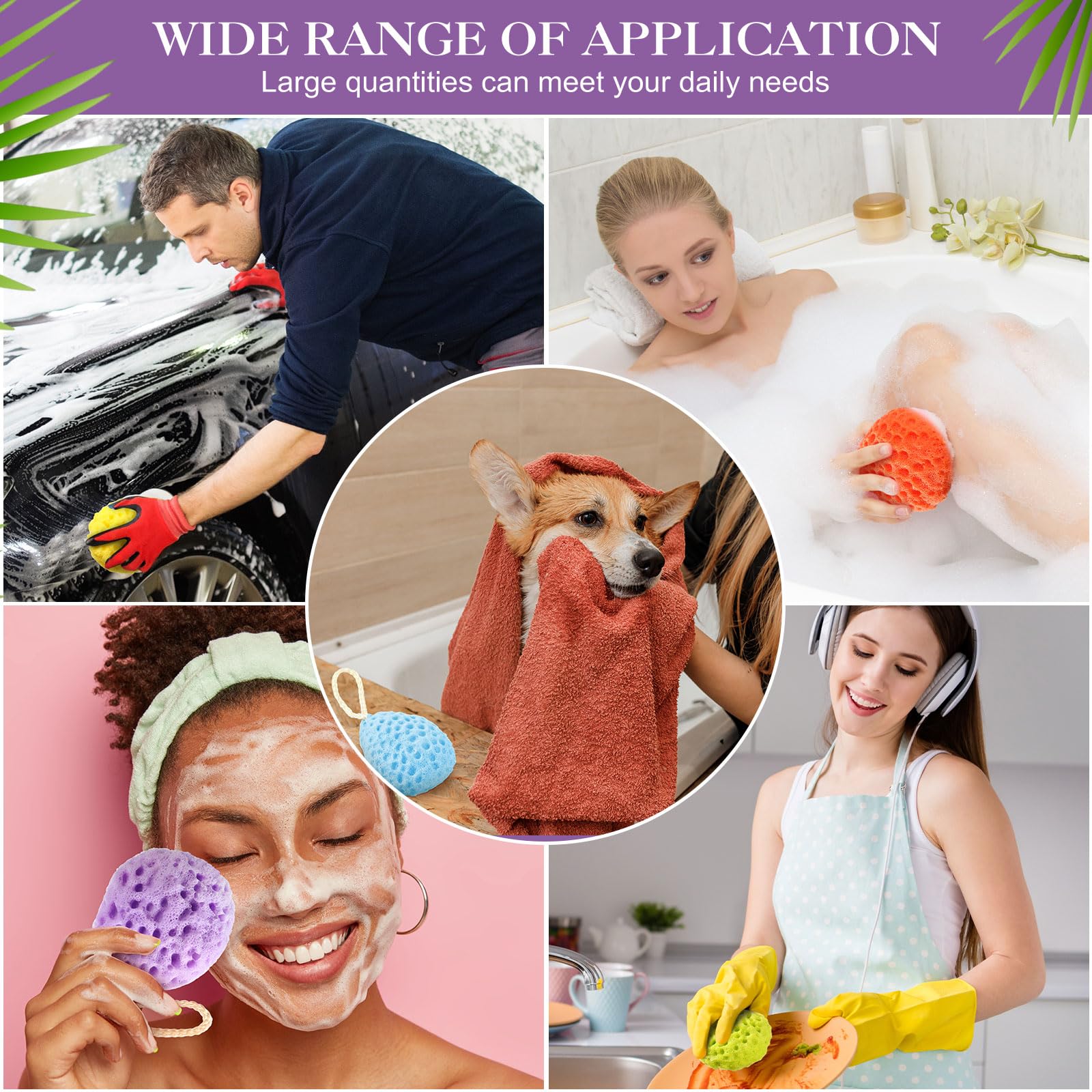 FoldTier Bath Sponge Body Loofah Deep Cleansing Shower Scrubber