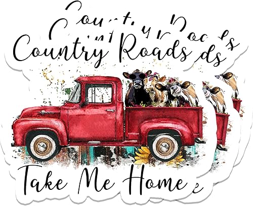 Vinilo adhesivo de Country Roads Take Me Home, calcomanía de vinilo de granja de vacas, divertida calcomanía de vinilo de animales de vaca para
