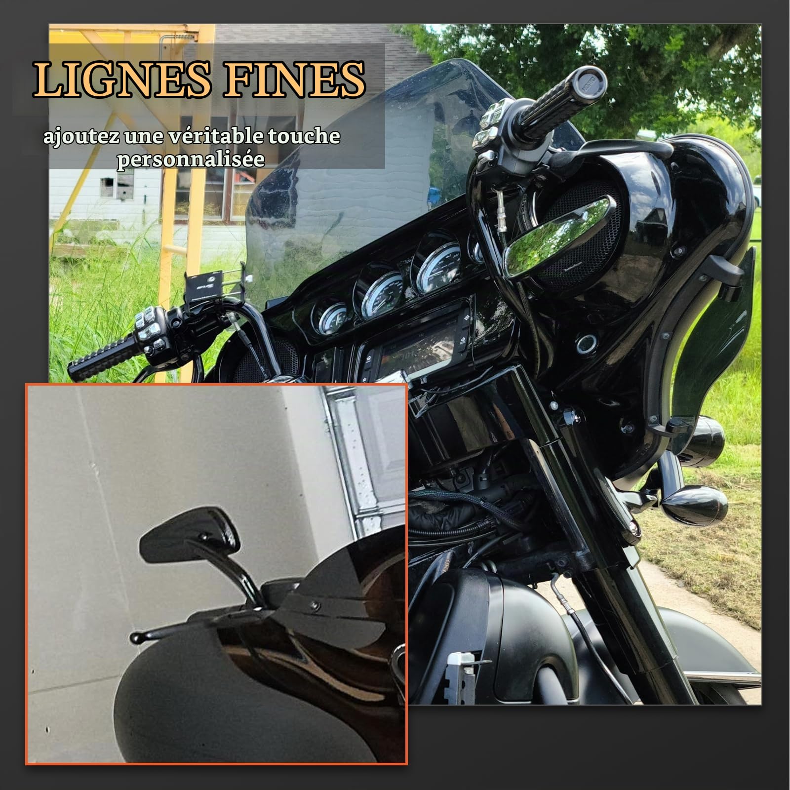 FOVPLUE Handlebar Mount Mirrors, Motorcycle Rearview mirrors for 1982-2024 Harley Models, for CVO Dyna Touring Electra Glide Road Glide Road King Softail Street Glide Sportster 1200 883, Chrome