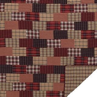 VHC Brands Wyatt Bedding Accessory, Queen Quilt 90x90, Patchwork Tan