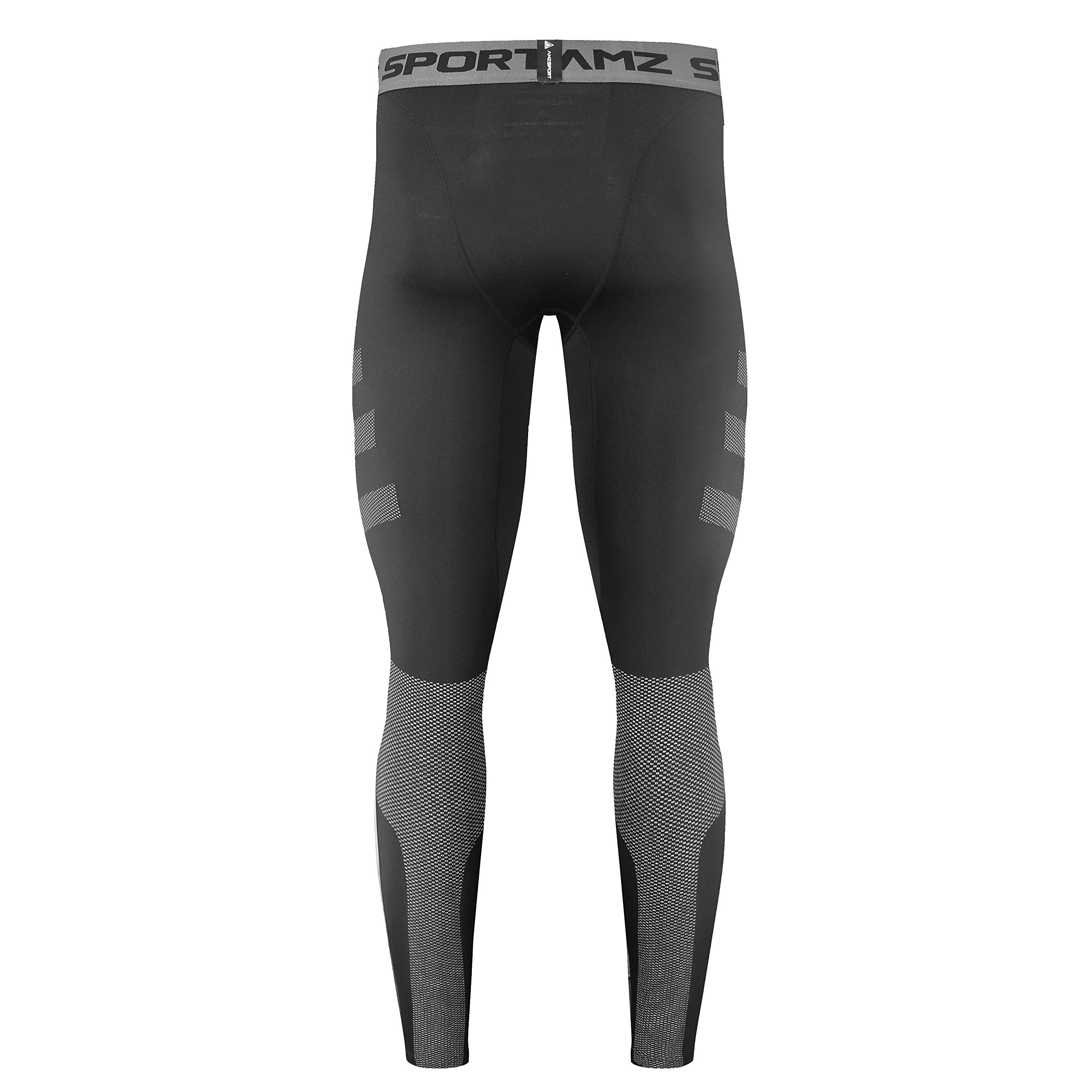 AMZSPORT Leggings a Compressione da Uomo Pantaloni Sportivi Freschi e Asciutti da Corsa Nuova Generazione