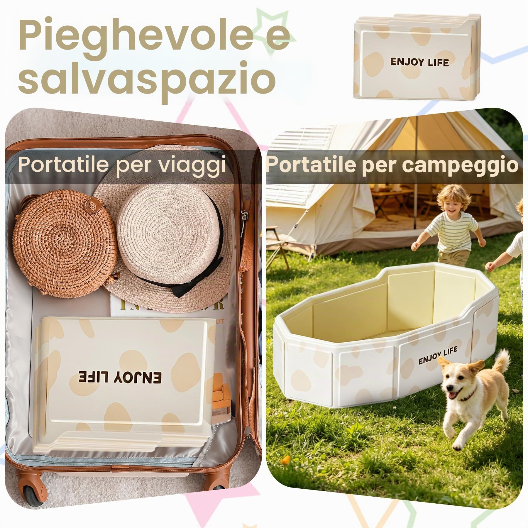VEEKAY Vasca da Bagno Pieghevole per Bambini, 75x45x28cm Portatile e Salvaspazio, con Tappo di Scarico, Multiuso per Neonati e Bambini 0-8 Anni