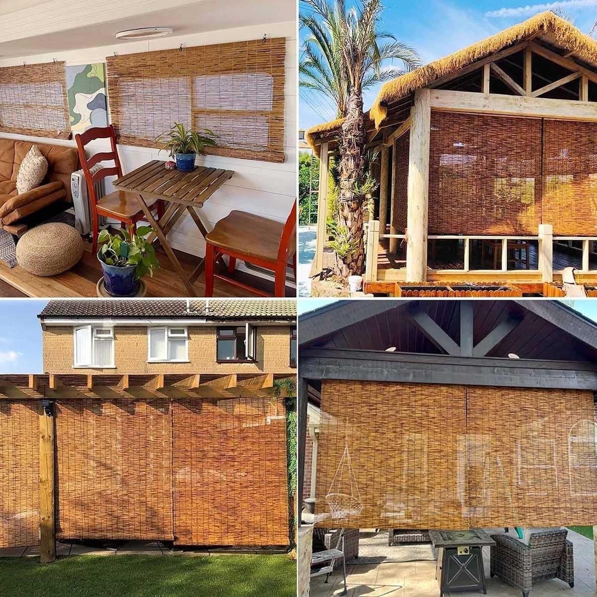 Tende Veneziane per Esterni Tapparella Bamboo da Esterno Tende a Rullo in bambù Privacy 65 80 90 100 120 130 140 150 160 170 180cm Cortina di Canna Impermeabili