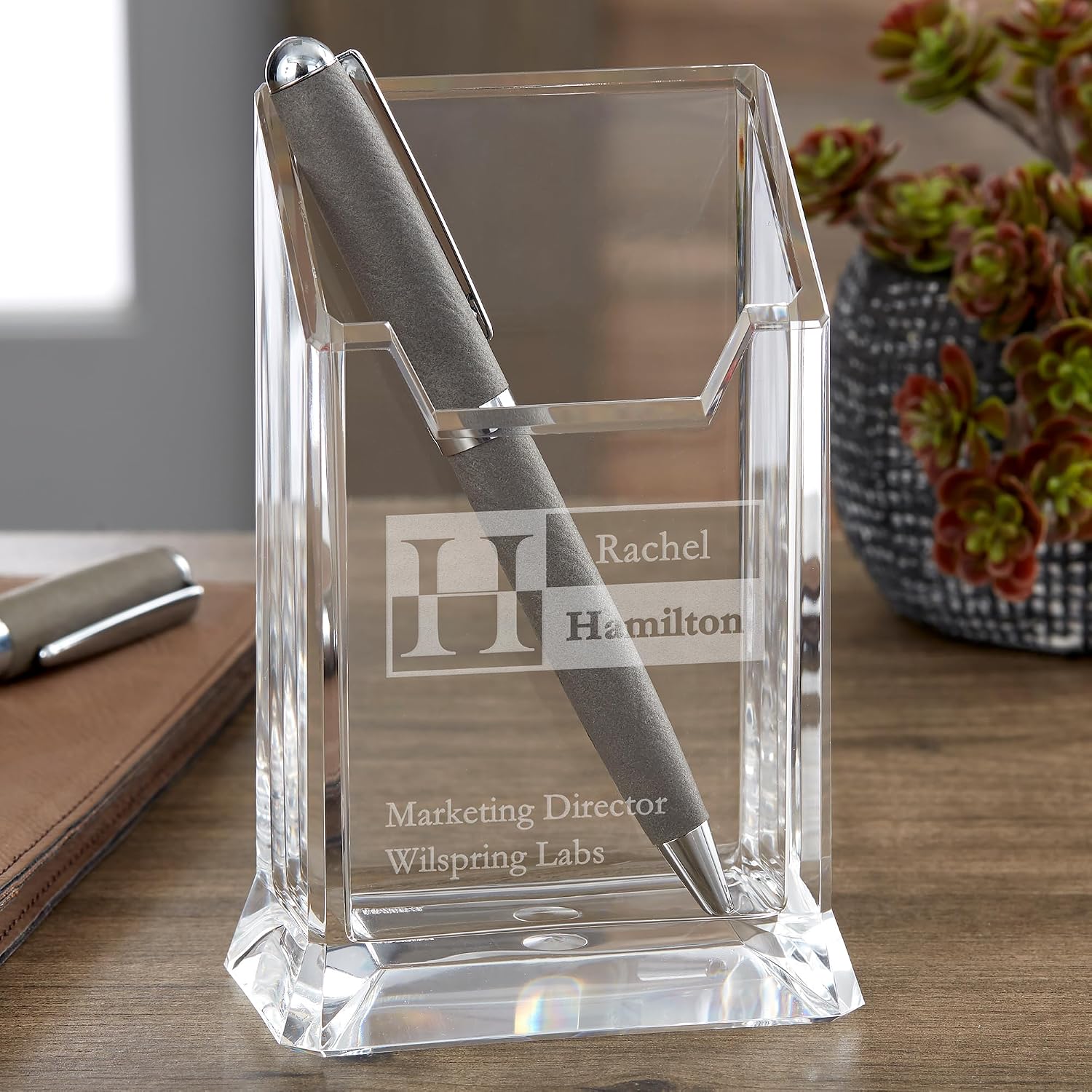Personalization Universe Sophisticated Style Personalized Acrylic Pen & Pencil Holder