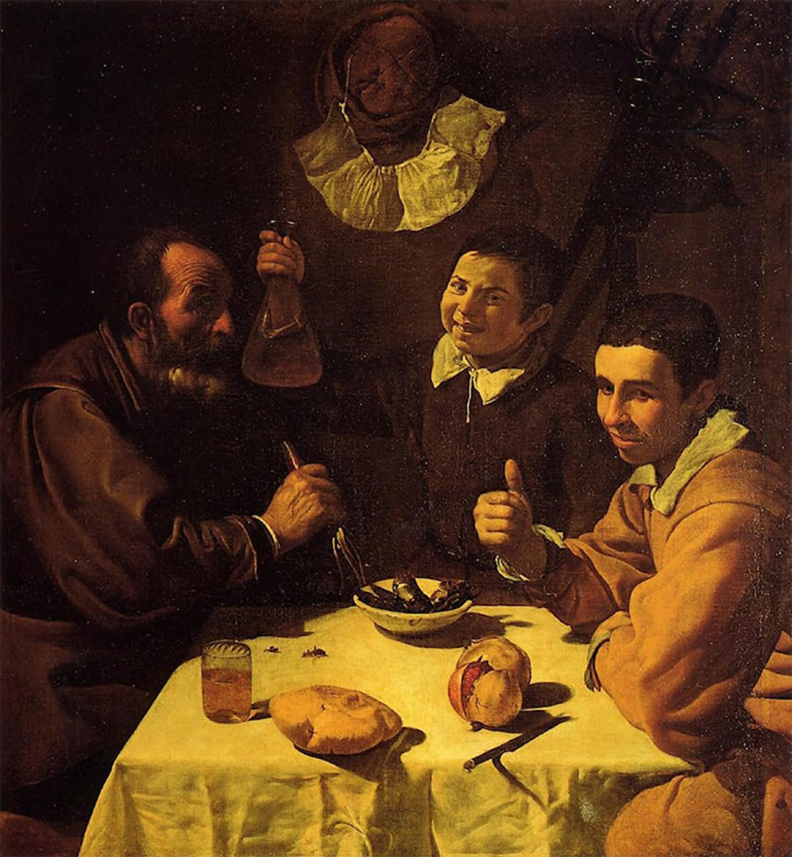 SERENDIPITP Retro Picture Poster Wall Art Pictures Painting Three Men At a Table by Diego Rodriguez De Silva Velazquez Wall Art Canvas Print for Wall Decor 60x90cm