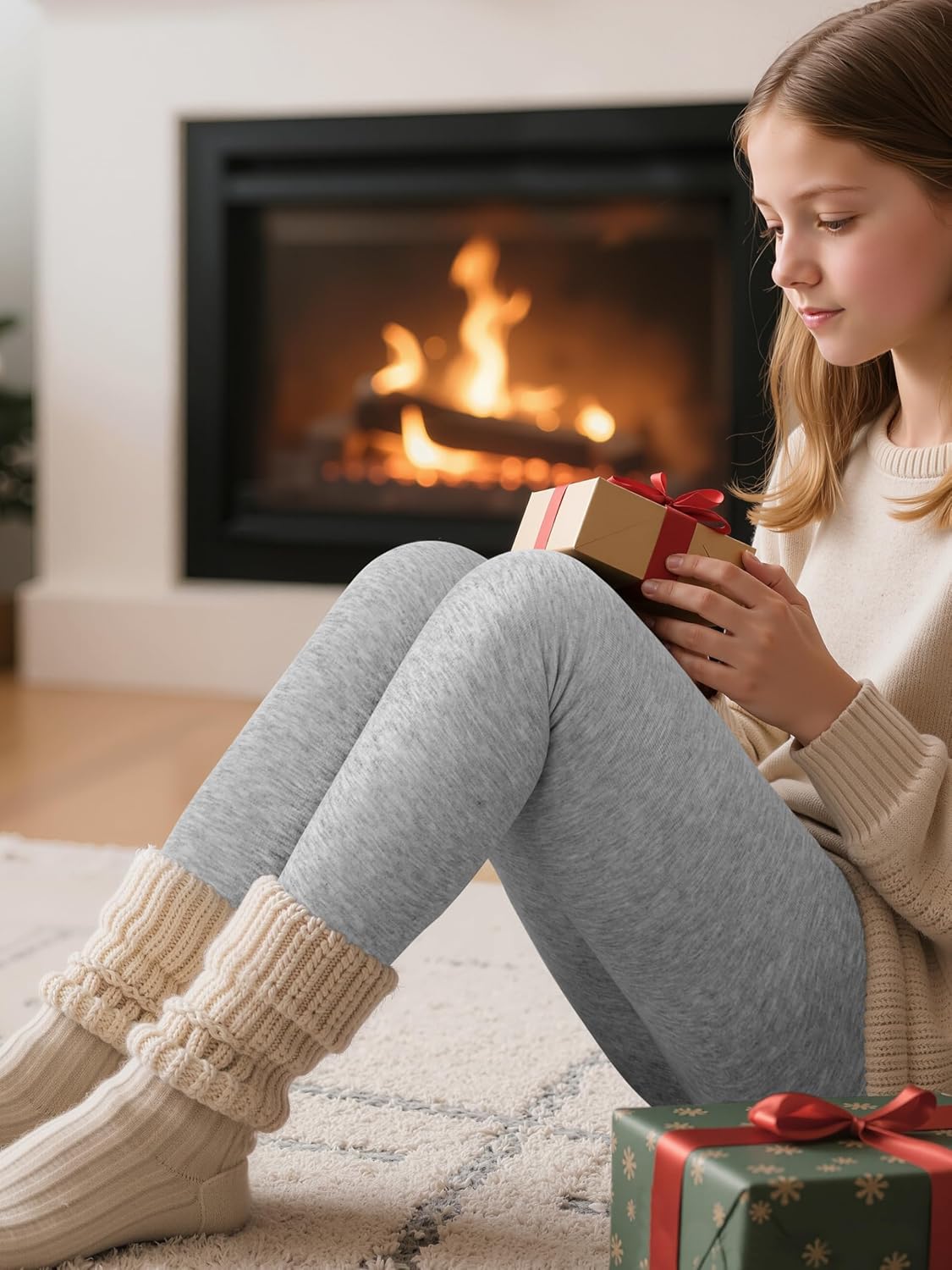 Resinta 5 Pack Girls Fleece Lined Leggings Winter Warm Soft Thermal Pants Full Length Multipack for Kids Cold Weather - Image 5