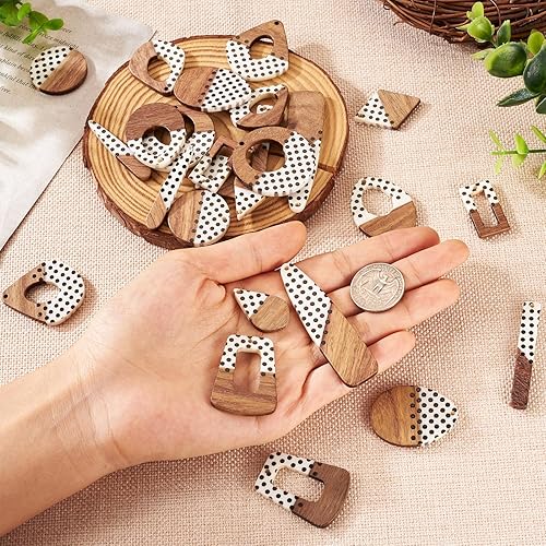 Vista 204 de Colgante de madera de resina, Resina, No es una piedra preciosa 0negro