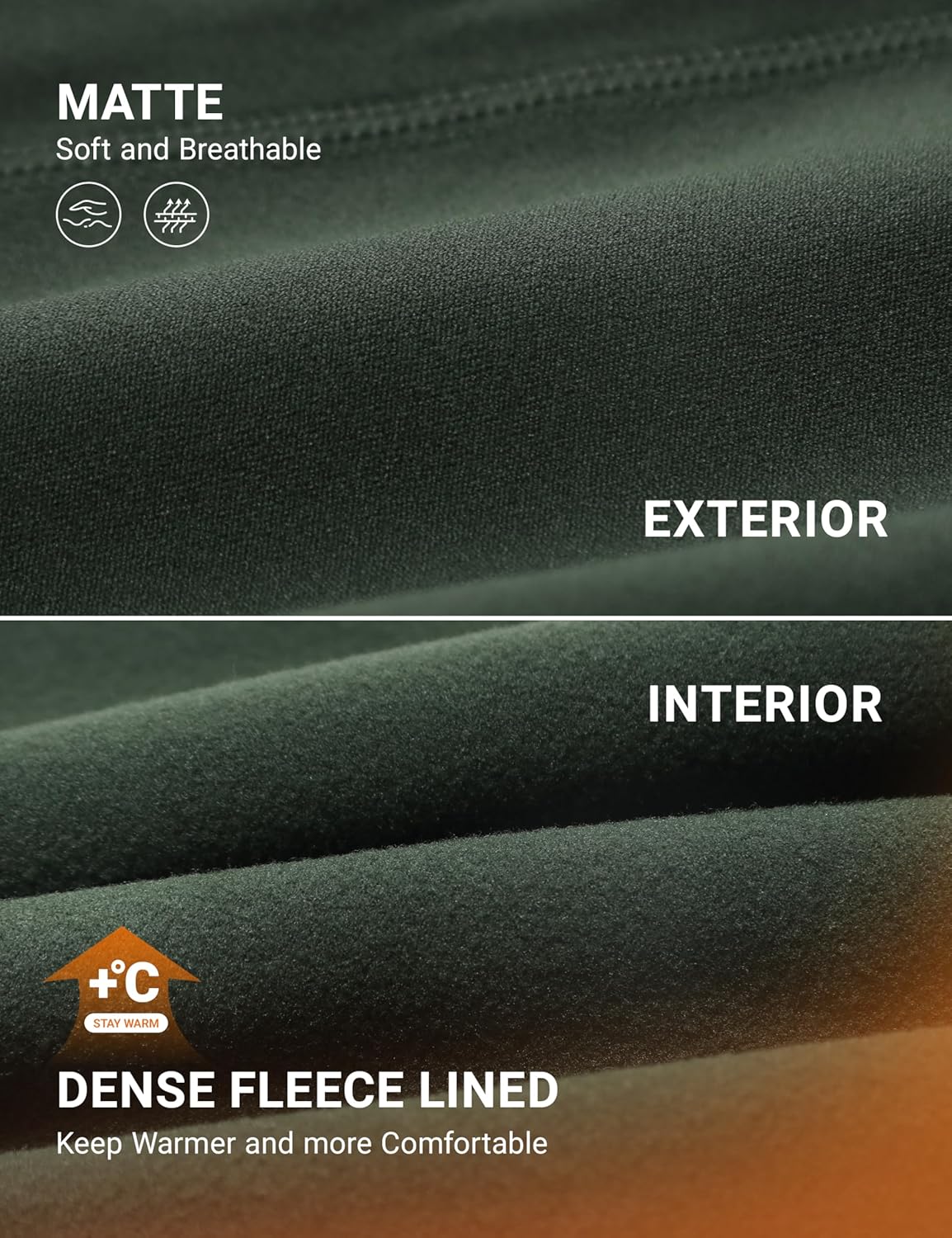 CRZ YOGA Matte Thermal Fleece Lined Leggings 28'' - Casual Lounge Workout Womens Yoga Full Length Pants Winter Warm - Image 3