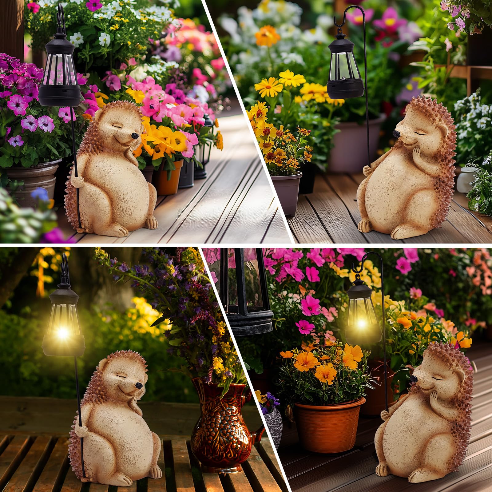 Cuteefun Riccio Statua Solare da Giardino Ornamento Esterno, Decorazione Animale da Giardino con Luce Solare, Decorazioni con Riccio per il Cortile, Regalo di Compleanno Donna Mamma per la casa