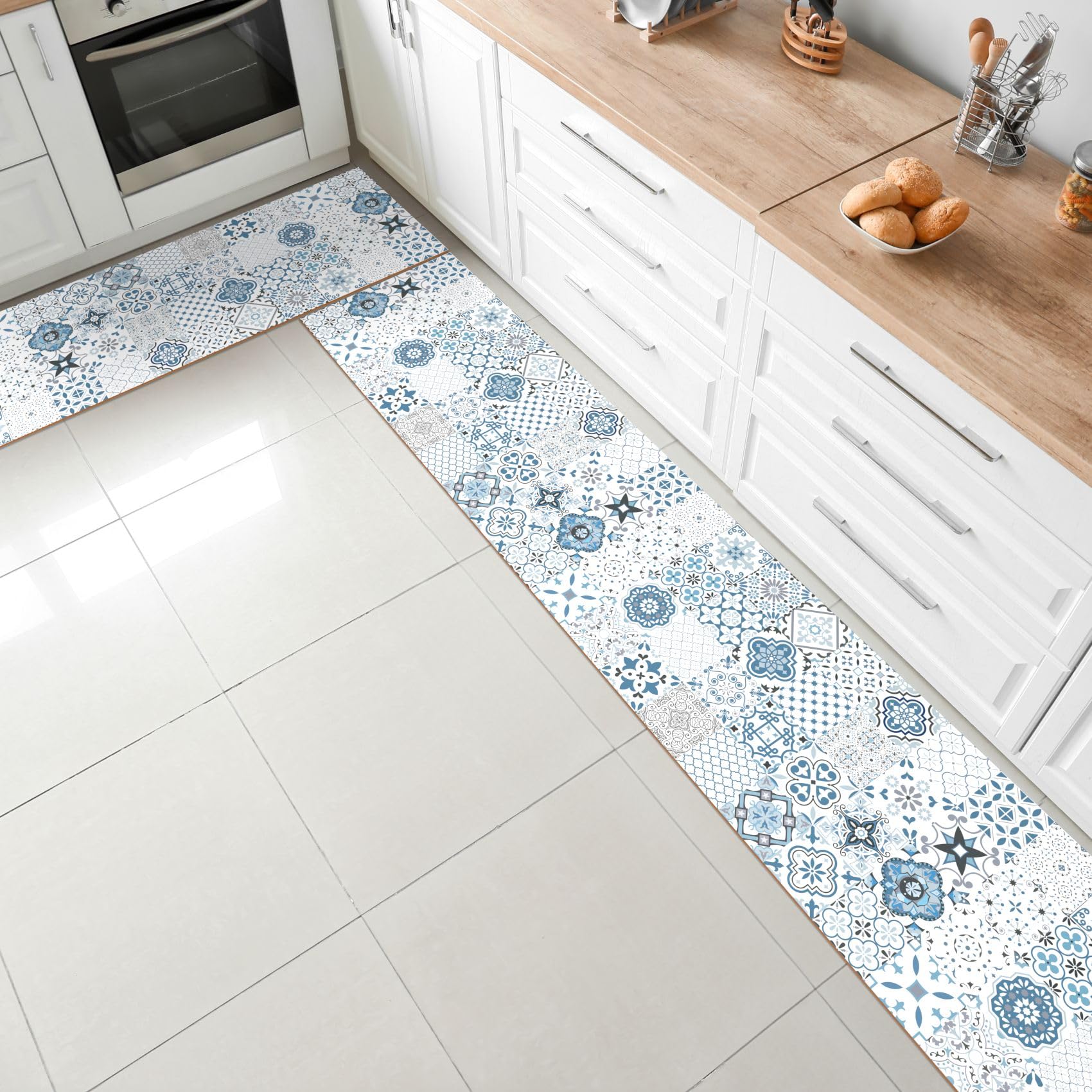 ANRO Küchenteppich Küchenläufer rutschfest & waschbar Teppich Küche Läufer Teppichläufer Bodenmatte für Küche Flur Maiori Abwaschbar 280 x 48cm