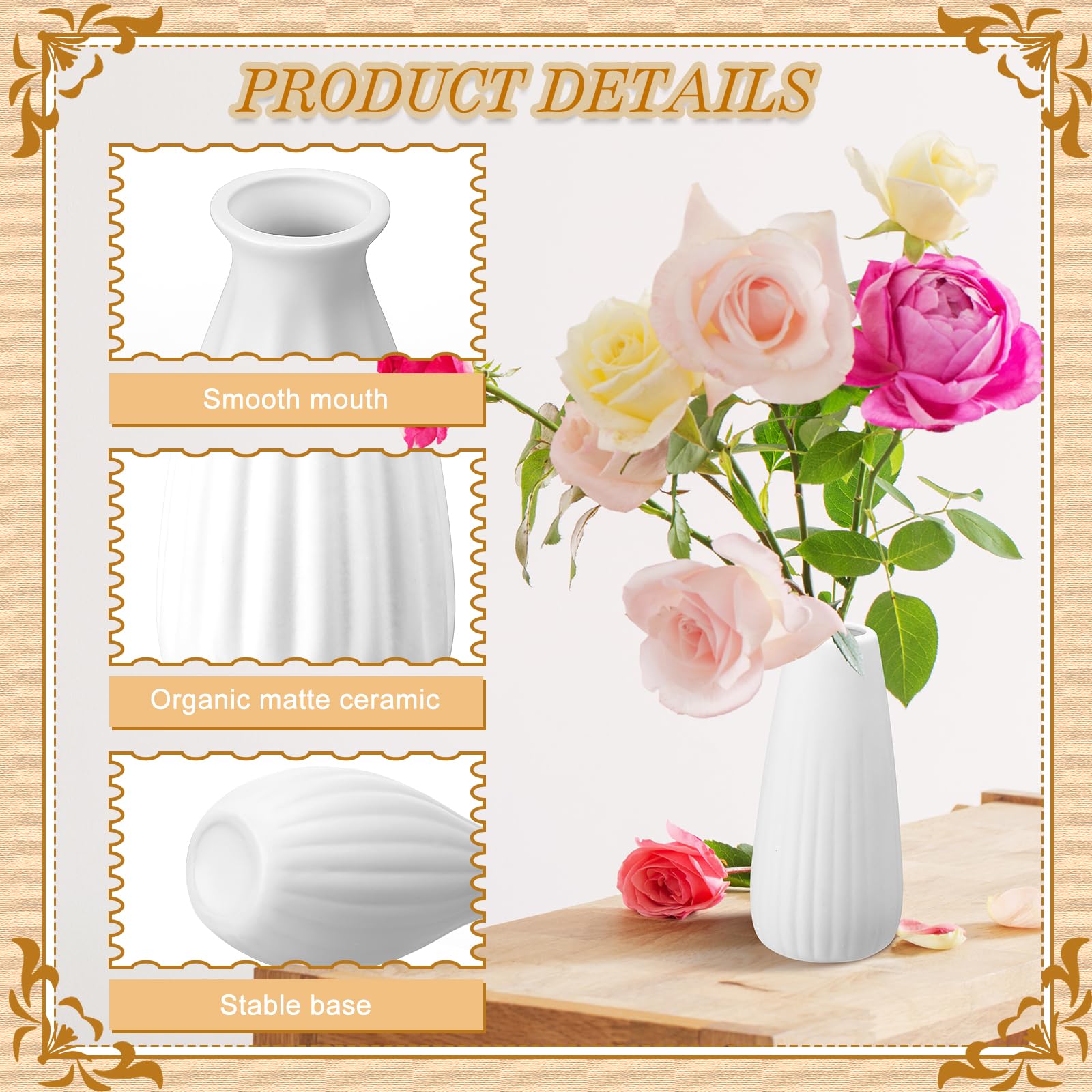 Yaomiao 16 Set White Ceramic Bud Vase Bulk 5 Inch Boho Bud Ceramic Vases Decor Rustic Wedding Small Vases for DIY Flower Centerpieces Wedding Dining Table Decoration, 8 Styles