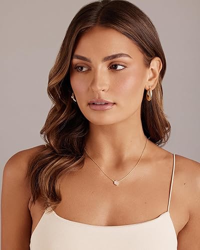 Miniatura 4 de PAVOI Collar con colgante de piedras preciosas chapado en oro de 14 quilates Delicados collares de cadena para mujer Colgantes de amatista,