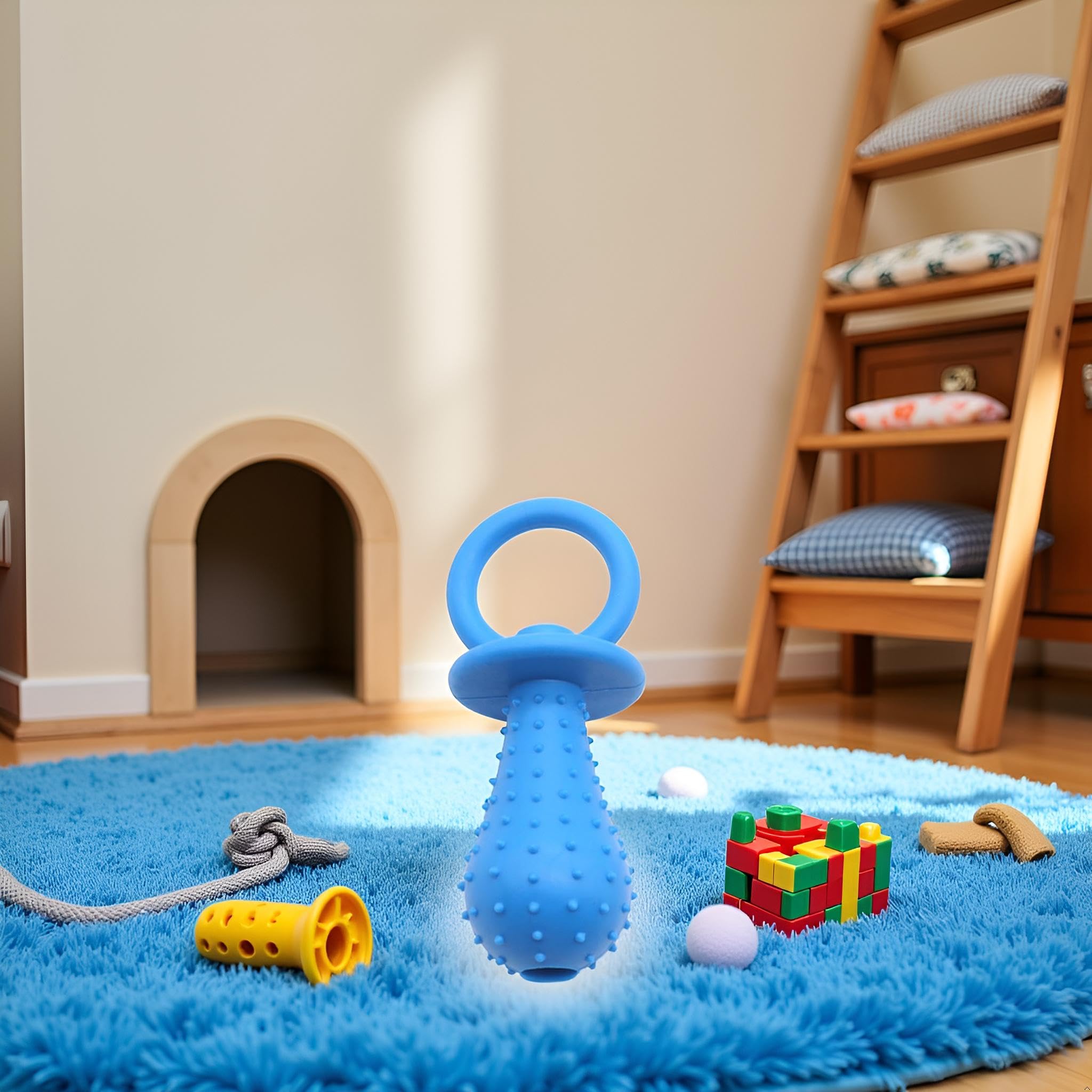 Chupete azul para perro, juguetes para masticar, mini chupete de goma resistente a las mordeduras, juguete de entrenamiento para masticar molar, juguetes de entrenamiento para mascotas, cachorros,