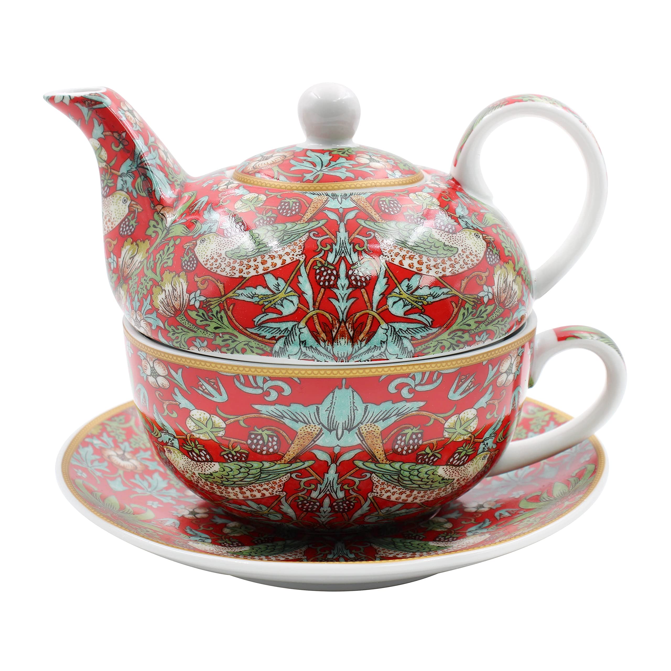 The Leonardo CollectionWilliam Morris' Red Strawberry Thief Design Tea for One Set LP94921