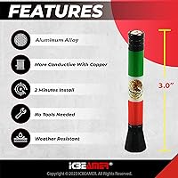 Vista 2 de ICBEAMER 3 inch / 76 mm MINI Mexican Mexico Flag Automotive Antenna with Internal Copper Coil Universal Fit AM/FM Radio Antenna Replacement