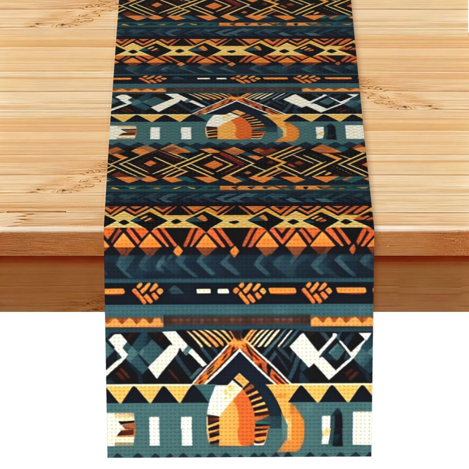 African Tribal Ethnic Texture Table Runner 13x72 Inch Dining Decor