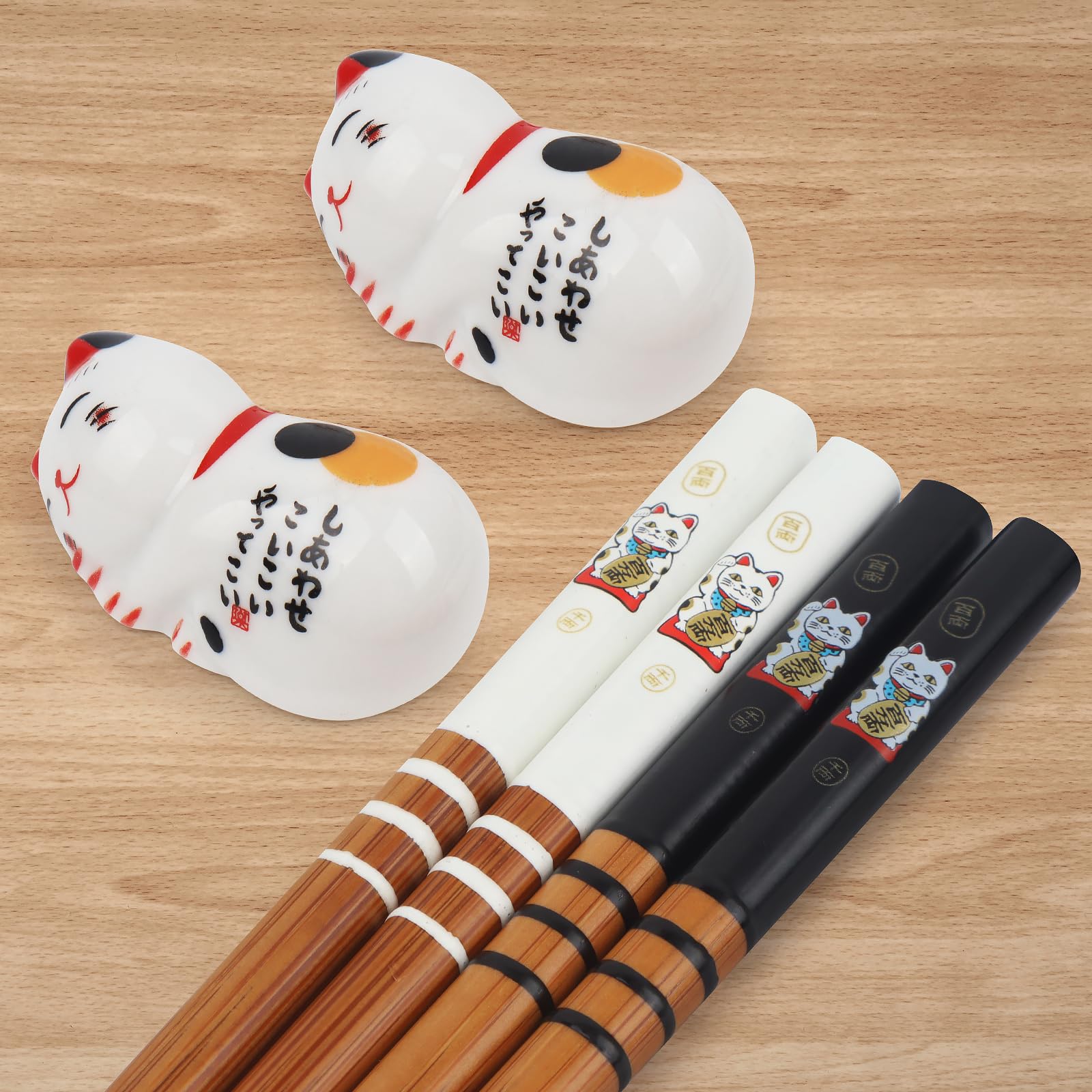 GOTDYBST Set Di Bacchette Per Sushi Gatto: 2 Paia Di Chopsticks Con Due