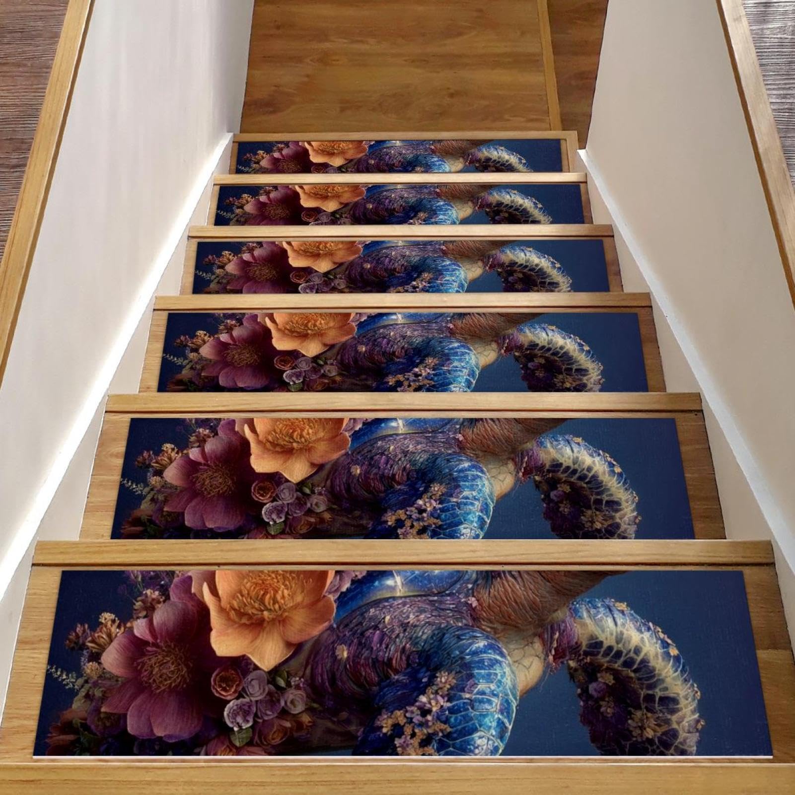 Tapis d'escalier antidérapants 20,3x76,2cm lot 15 marchettes motif tortue de mer