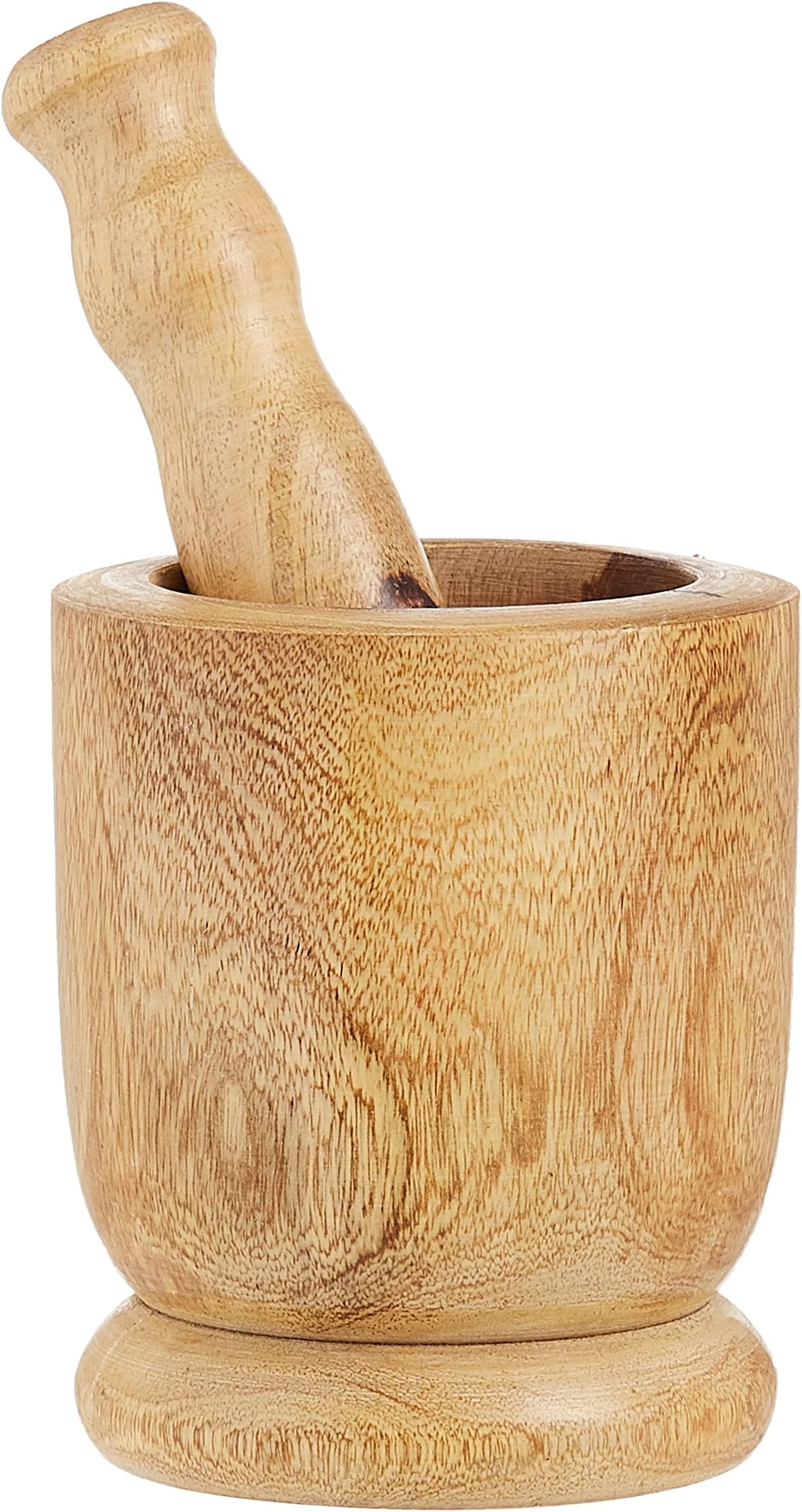 RAJ WOODEN MORTAR AND PESTLE SET, 10.5 CM , WOODEN, WMO002, Garlic Crusher , Manual Spices Grinder , Chutney Maker , Ideal for Ginger, Garlic, Herbs Grinder
