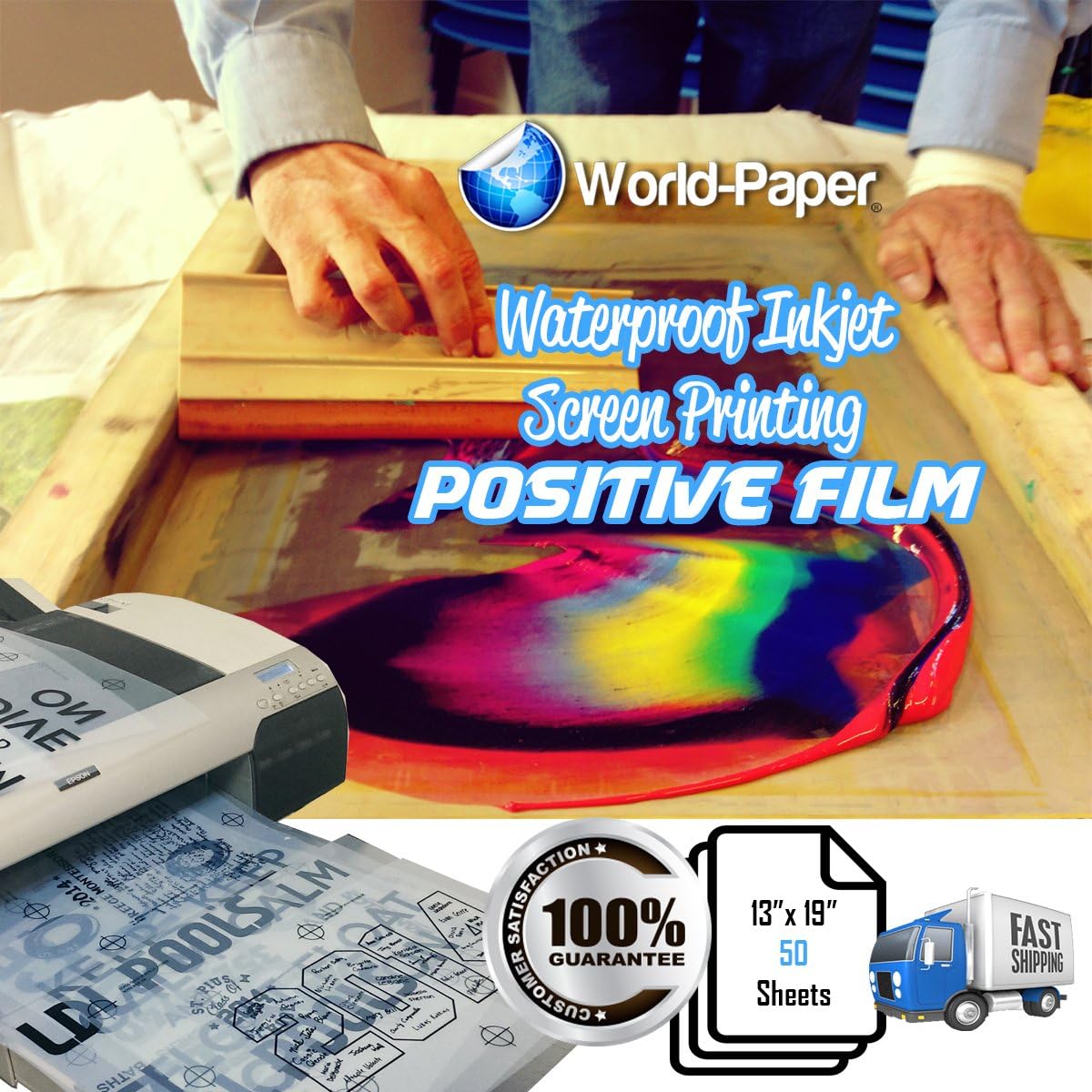 Waterproof Inkjet Screenprinting Film, Silkscreen Film 13 x 19 (50 Sheets)