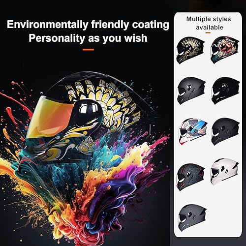 Miniatura 6 de Casco de motocicleta Bluetooth modular aprobado por DOT con visera doble, cara completa, abatible, integrado, cascos de motocicleta con visera