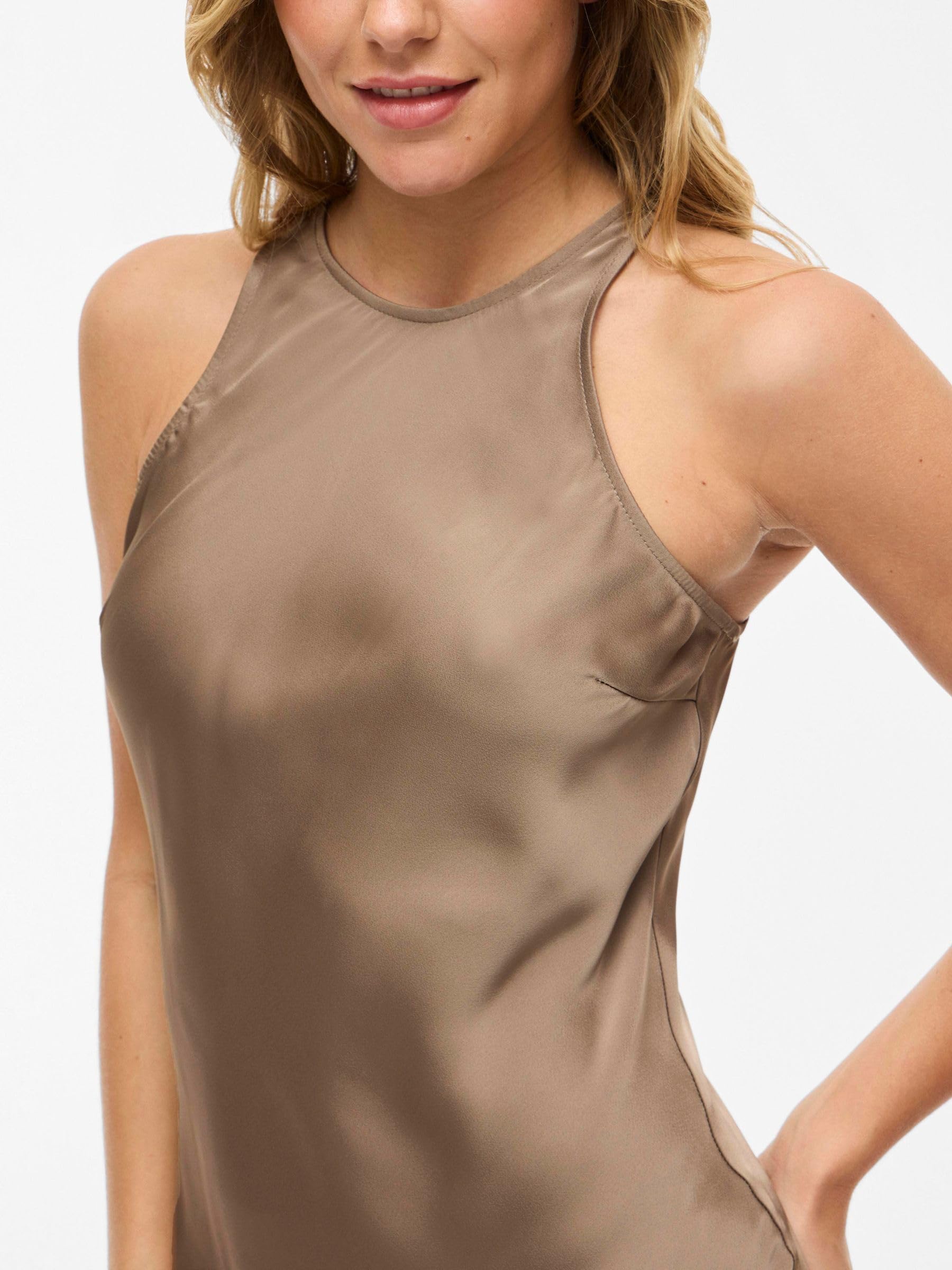 Vila Female Maxikleid Female Damen Maxikleid VIRAVENNA – Ärmelloses Sommerkleid mit Rundhalsausschnitt und fließender Passform