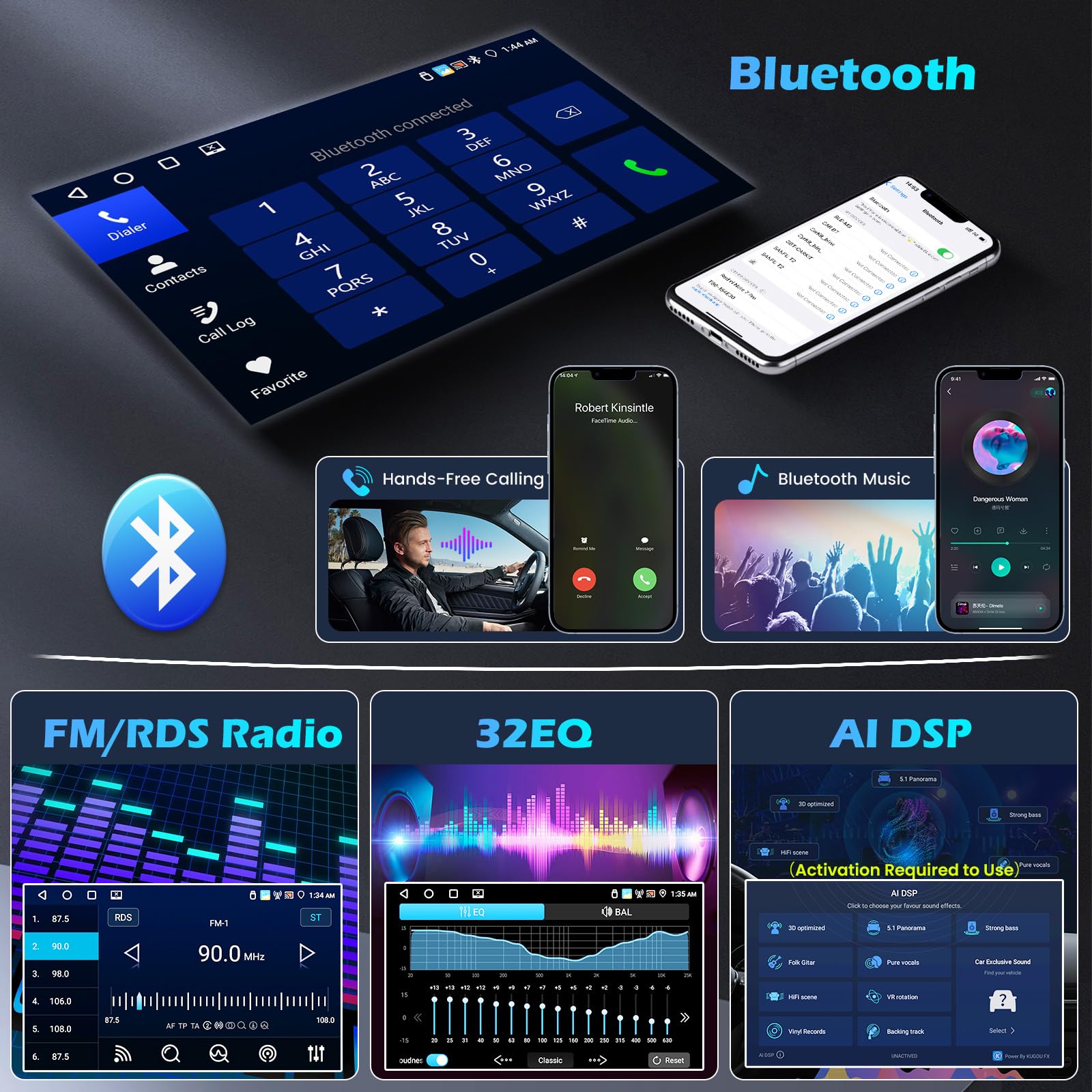 4+64G Android 15 Radio Coche para VW Golf 6 Seat Leon Passat Tiguan Polo Golf 5 Jetta Sharan T5 con Carplay Inalámbrico Android Auto Inalámbrico - 9" Pantalla Táctil WiFi FM/RDS GPS BT Cám