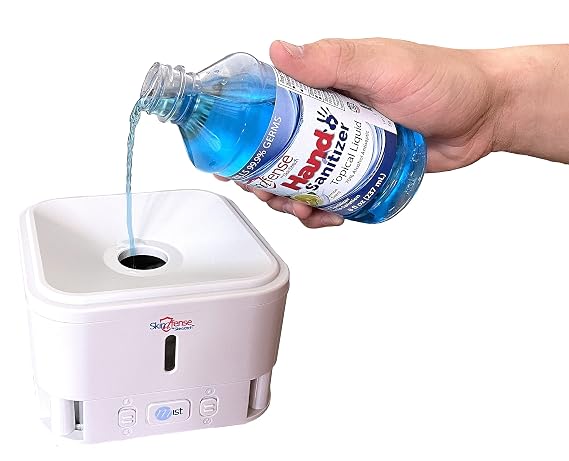 SkinDfense Mist Smart Surface & Smartphone Cleanser Spray Machine Portable Cleanser Mist Touchless Hand Cleanser Spray Automatic Nano Cleanser Mist Machine with Tabletop Stand