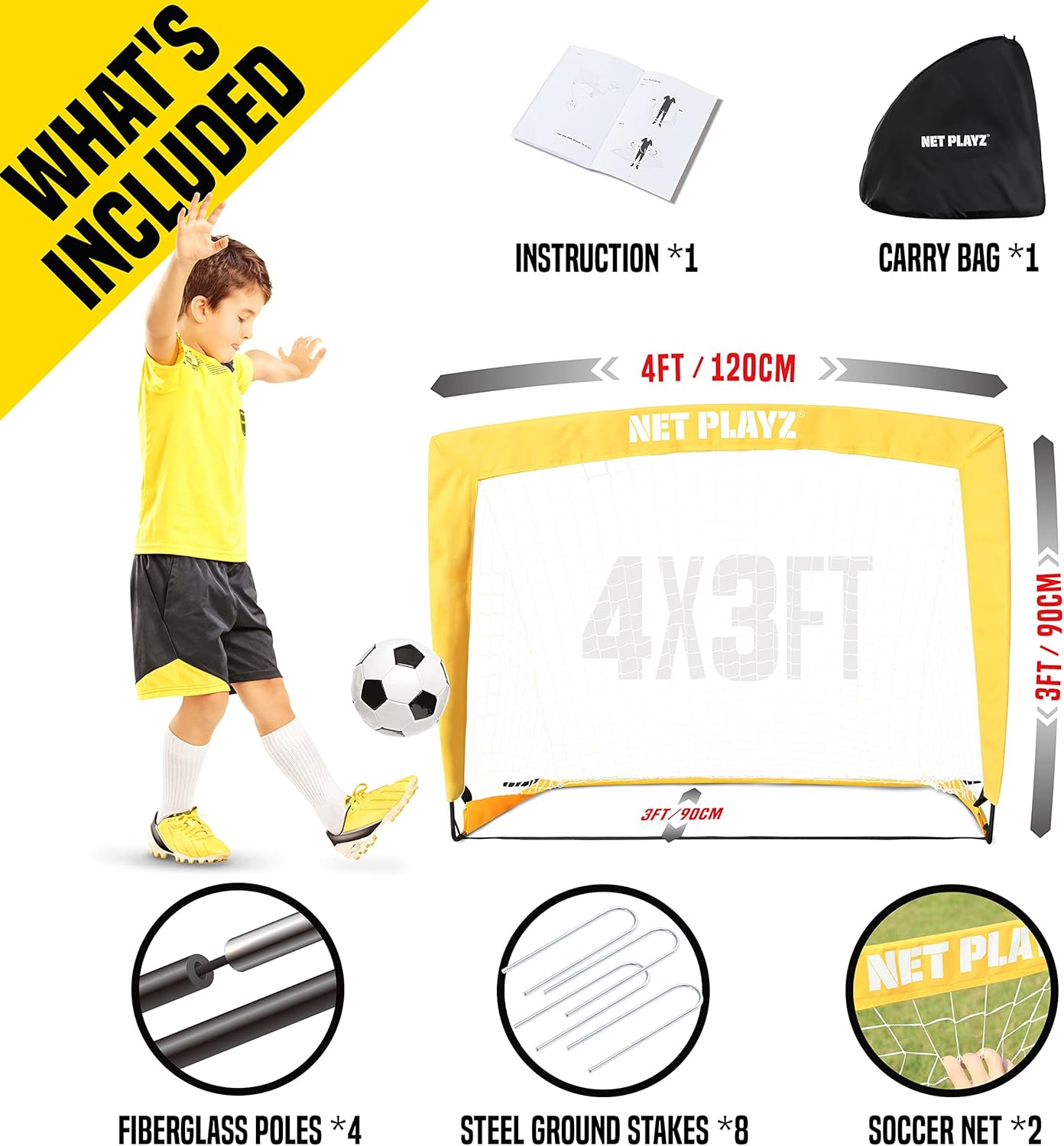 Soccer Gifts Soccer Goals - Kids Pop-up Football Net for Youth & Teens, Top Grade All Weather, Set of 2 : Toys & Games