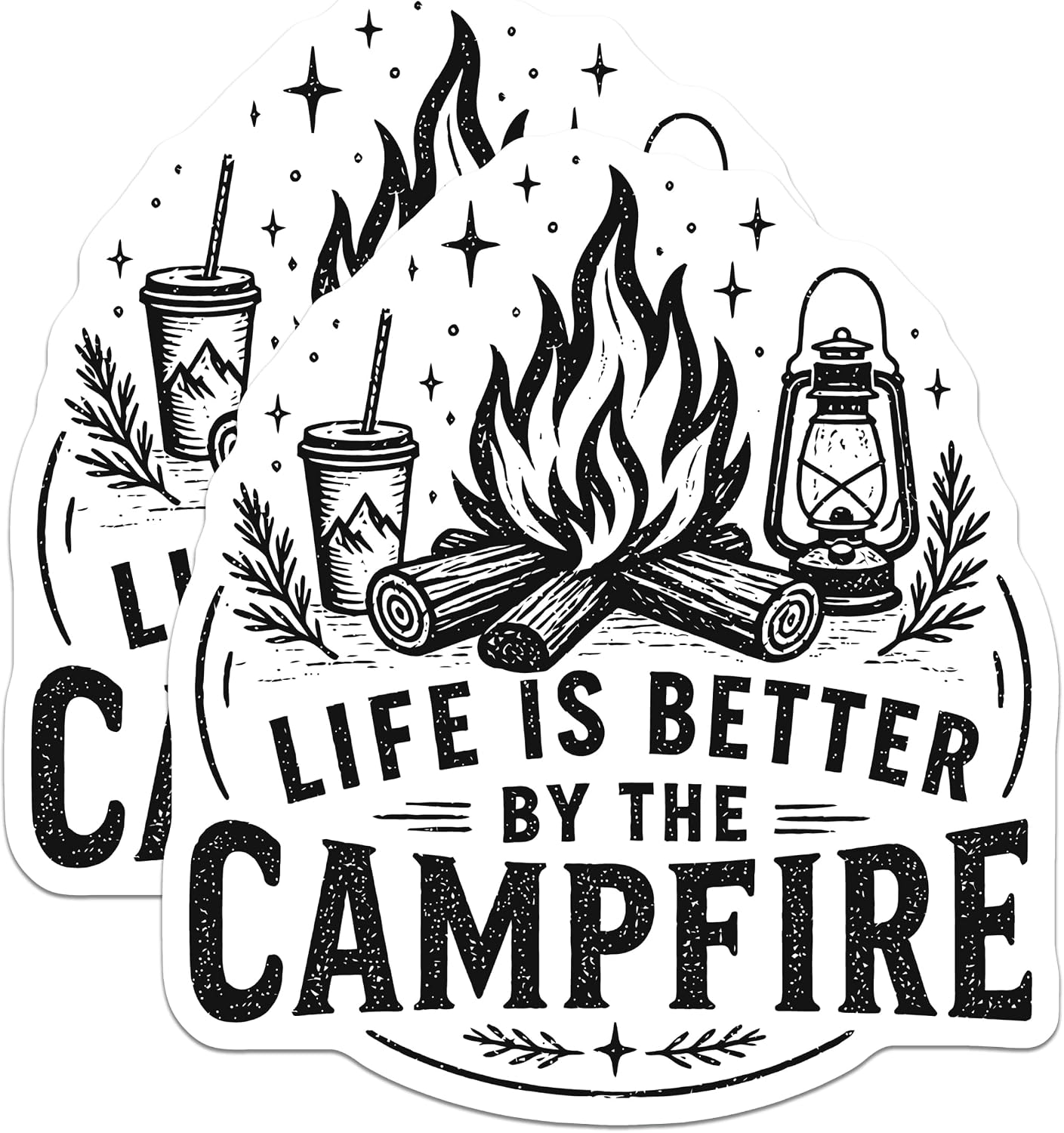 (2 Pack) Campfire Scene Magnets - Camping Life Decor - Outdoor Adventure Art - Rustic Cabin Refrigerator Magnets - 5 Inches On Longest Side - Thick Durable Magnet - Made in USA - MAG41510