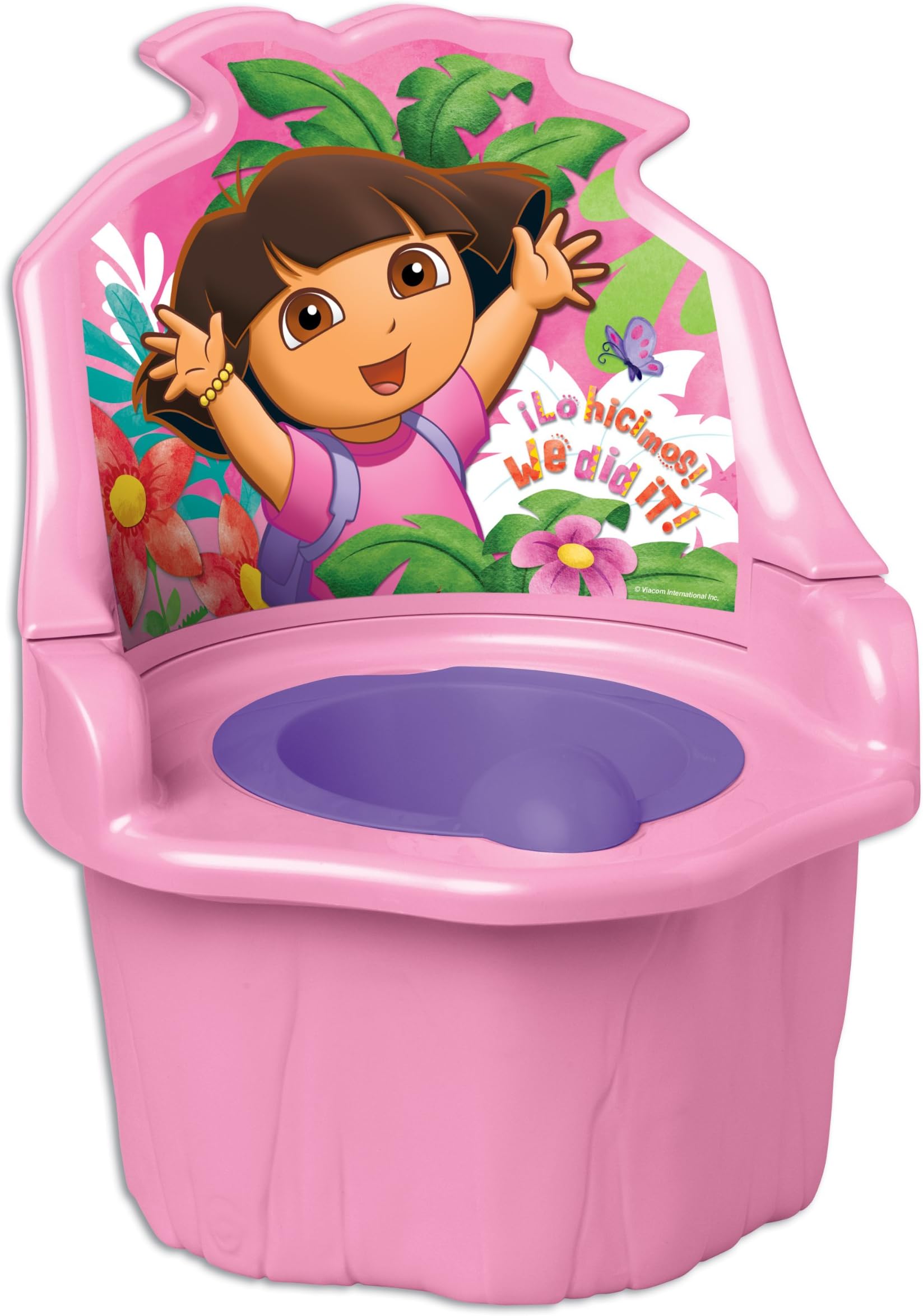 Nickelodeon Dora the Explorer 3-in-1 Potty Trainer – Functions as Potty Chair, Potty Seat, and Step Stool – Portable – Easy Cleaning – Pink and Purple – For 18 Months and Up