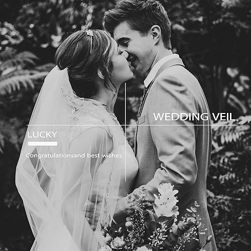 Miniatura 4 de CASOLVX Velo de novia corto para novia, velo de lazo blanco, velo de pelo blanco, velo de lazo elegante, velo de boda, accesorios de novia para