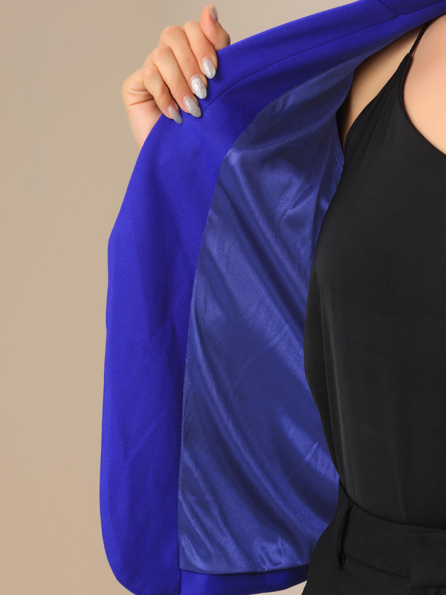 Allegra K Giacca da Donna Elegante Dressy Blazer con Apertura Anteriore Giacche Corta da Ufficio per Il Lavoro Blu Reale M