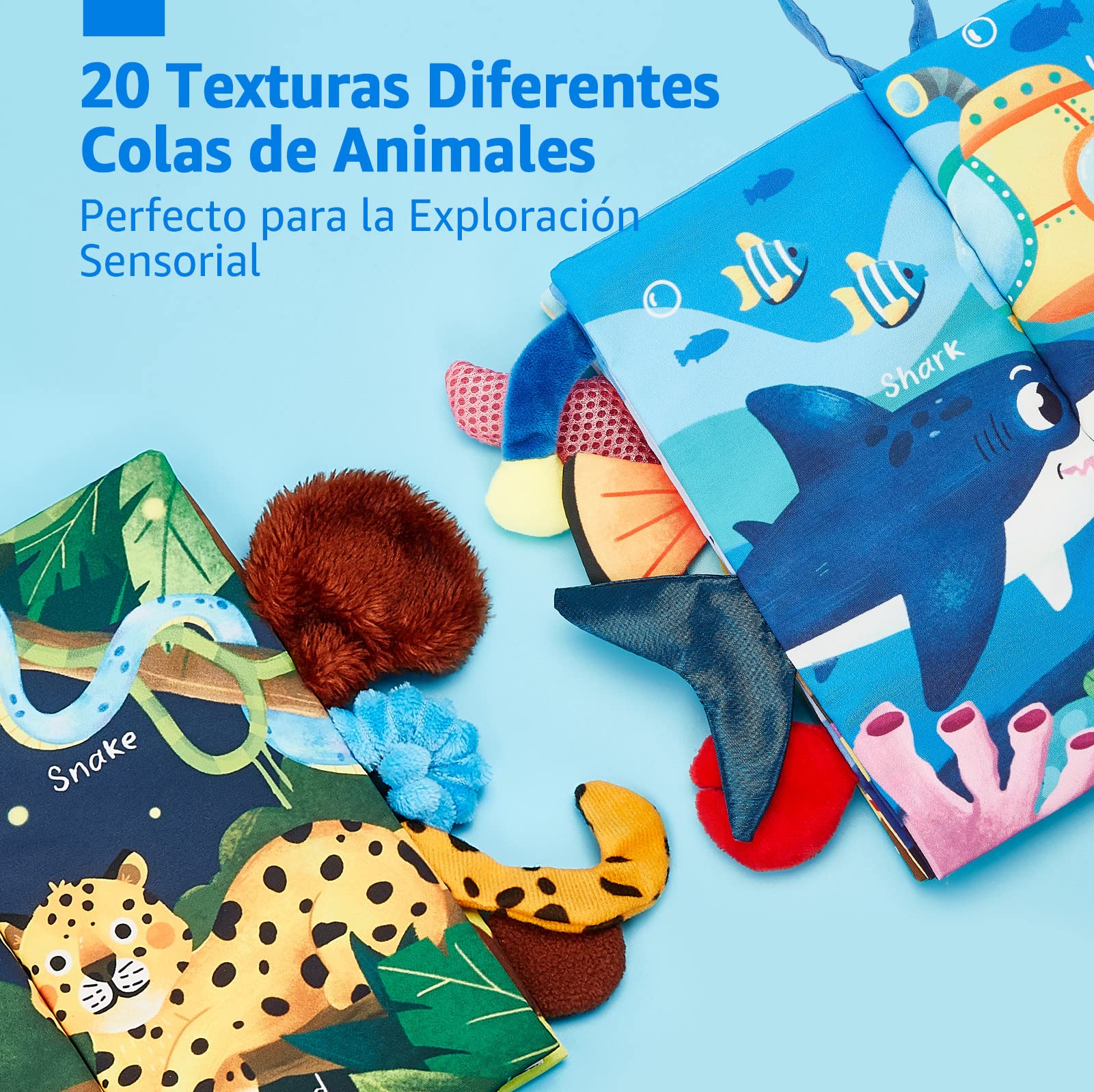 hahaland Libros Bebe Juguetes Bebes 0-3 6-12 Meses 2PCS Libros de Tela Blandos para Bebes Recien Nacido Niños Educativo Juguetes Niños 1 año, Animales Libro Sensorial Suave de Actividades para Bebé
