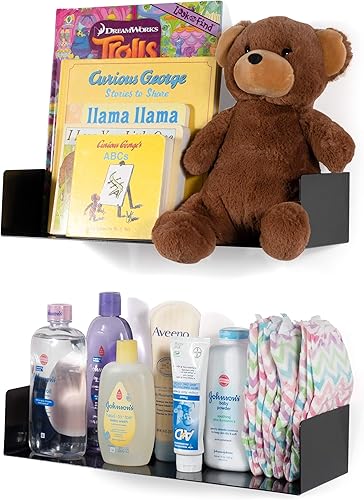 Miniatura 7 de Wallniture Bali Floating Wall Mount Metal U Shape Shelf Book CD DVD Storage Display Bookcase Black Set of 2