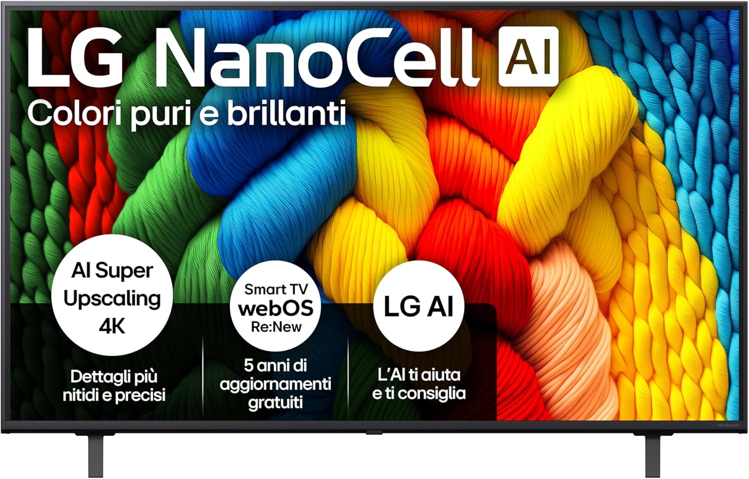 LG NanoCell AI NANO80 TV 50 pollici, Smart TV 4K, Processore α7 Gen8, Tecnologia NanoCell, webOS con AI e telecomando puntatore AI, Filmmaker mode, Gaming con VRR 4K@60Hz, 50NANO80A6B 2025