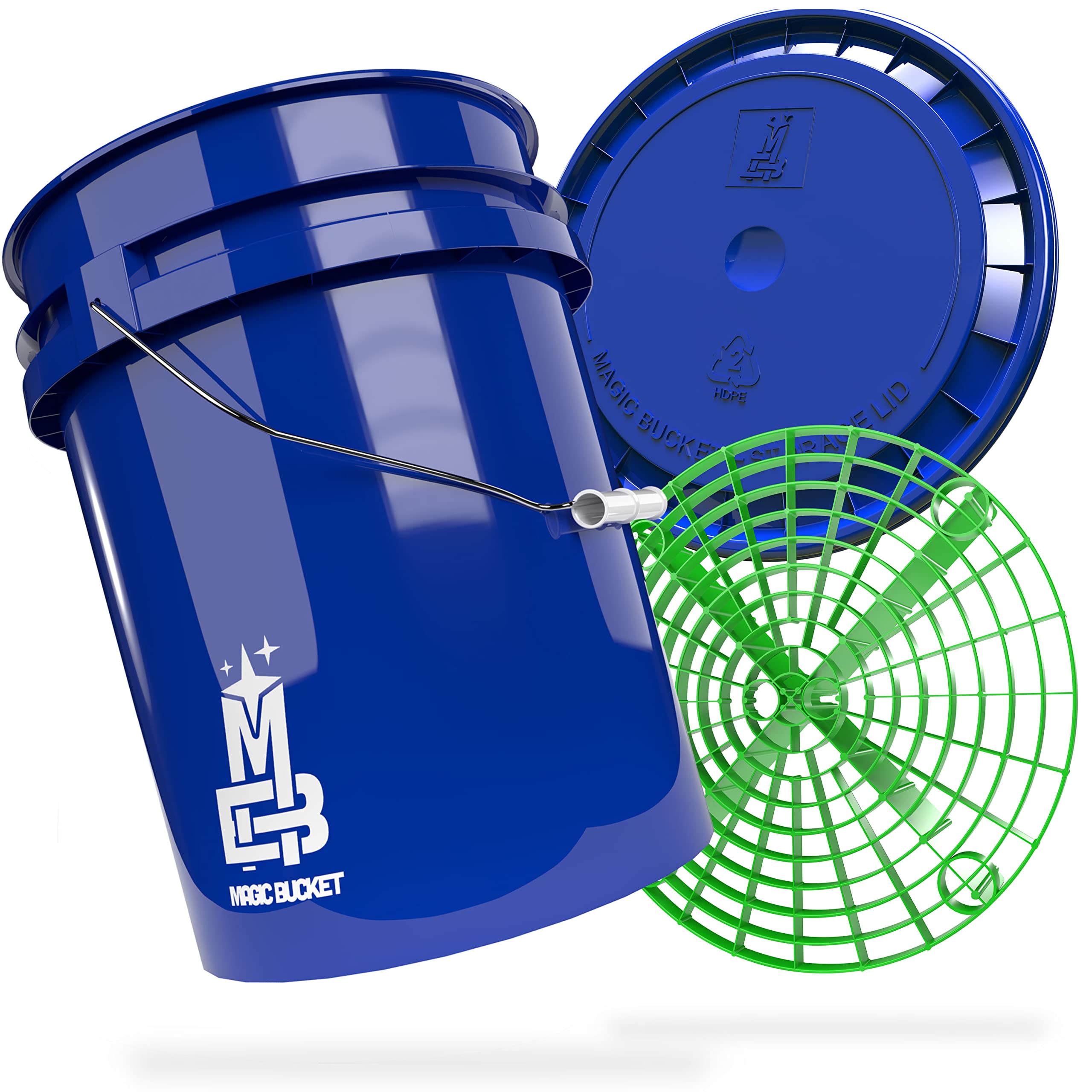 MAGIC BUCKET | Paquete de lavado a mano | Cubo de lavado con tapa de cubo a juego 5 US GALLONS aprox. 20 litros | Con inserto de cubo Grit Guard Colador de suciedad | Set de lavado