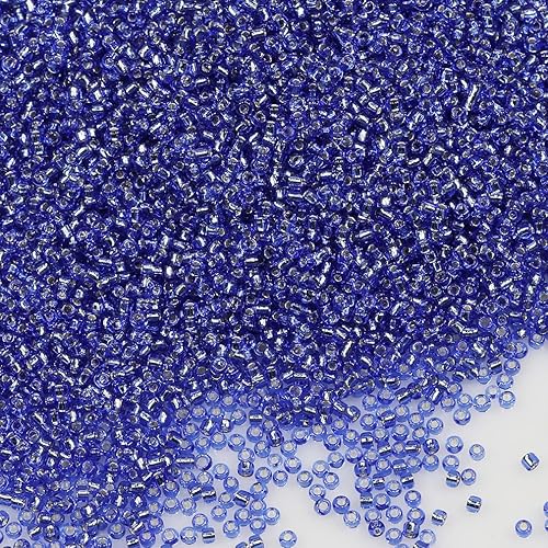 Vista 20 de Rojo transparente con cuentas forradas plateadas, tamaño 6/0, cuentas de semillas de vidrio para manualidades, 0.157 in para fabricación de joyas