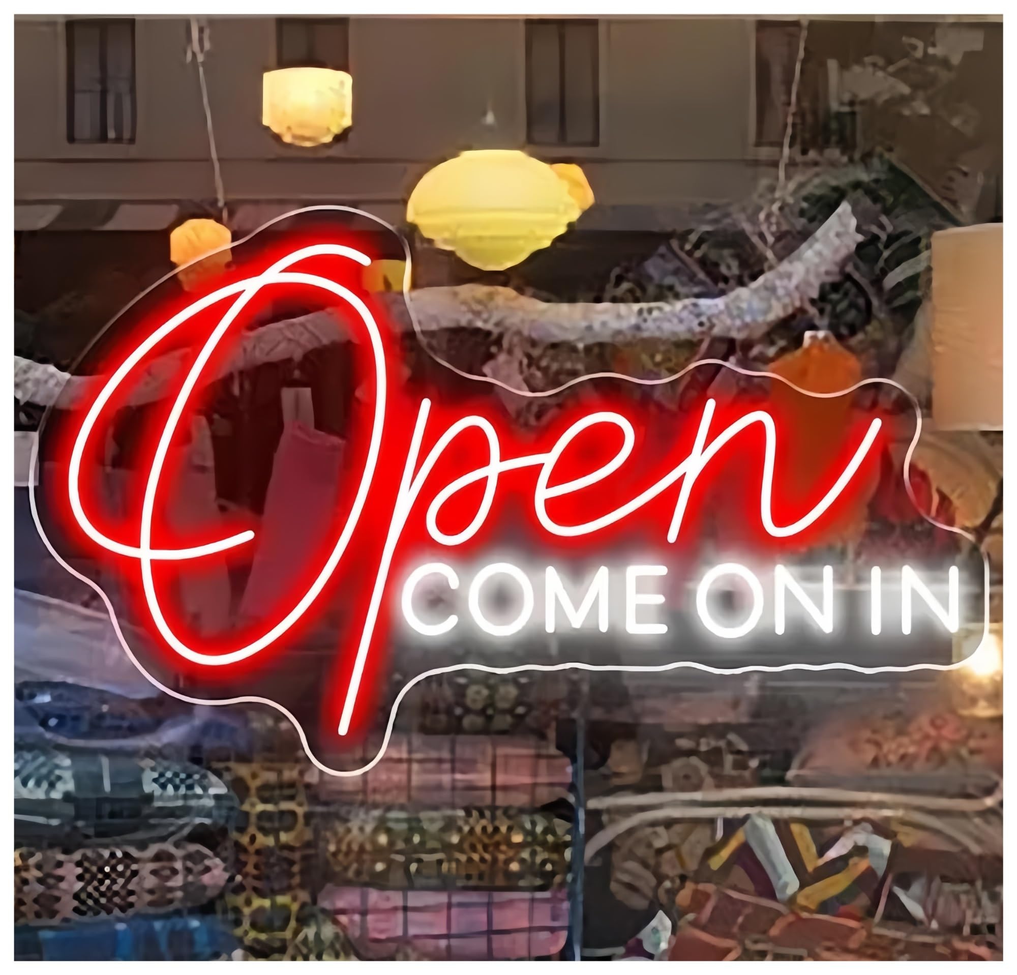 Sign Lamp Open Come On in Neon Sign for Restaurant Bar Shop Store Welcome 50cm(C)