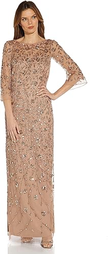 Miniatura 3 de Adrianna Papell Vestido de columna ilusión con cuentas para mujer