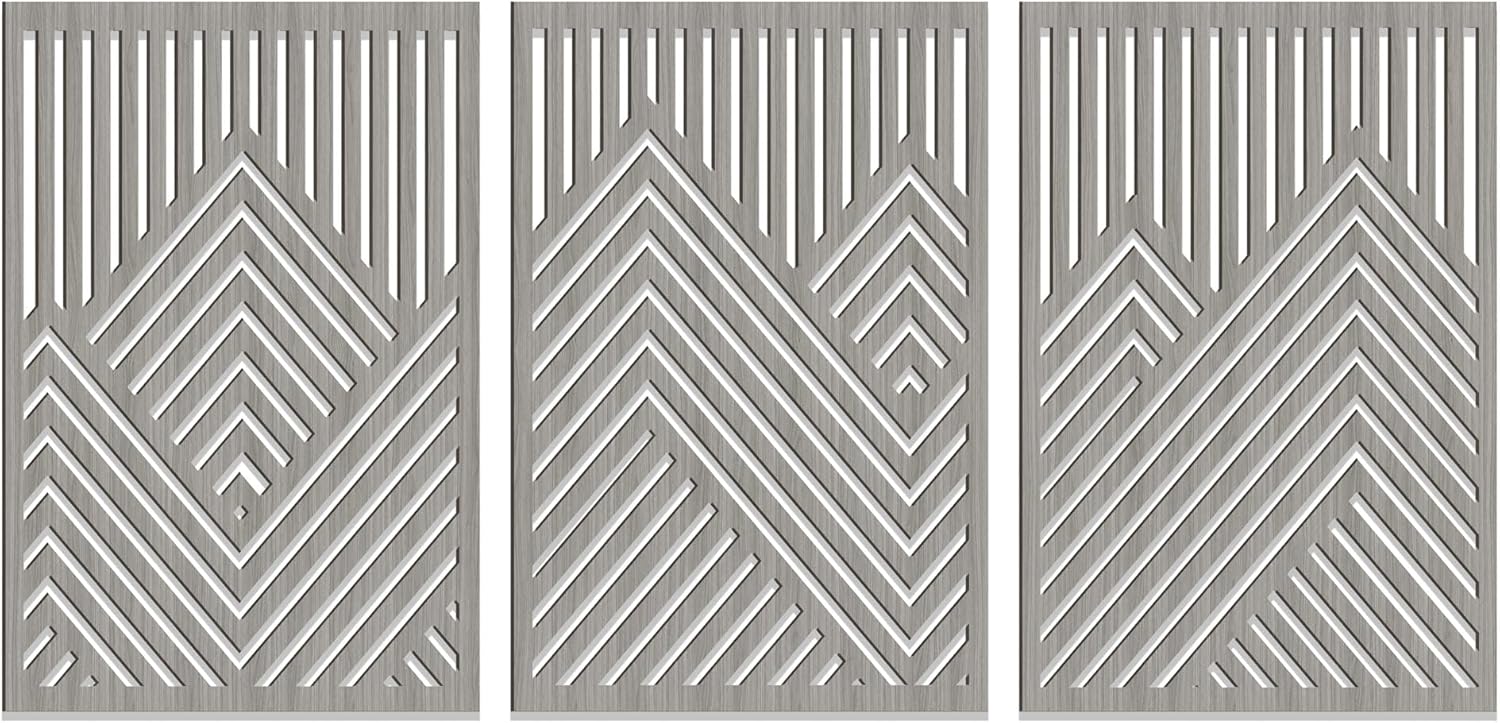 ZellCreative Wood Wall Art Mountains Set of 3 Geometric Wood Decor Panels