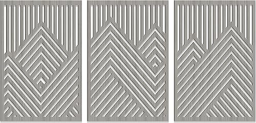 ZellCreative Juego de 3 paneles geométricos de madera para decoración de pared, montañas