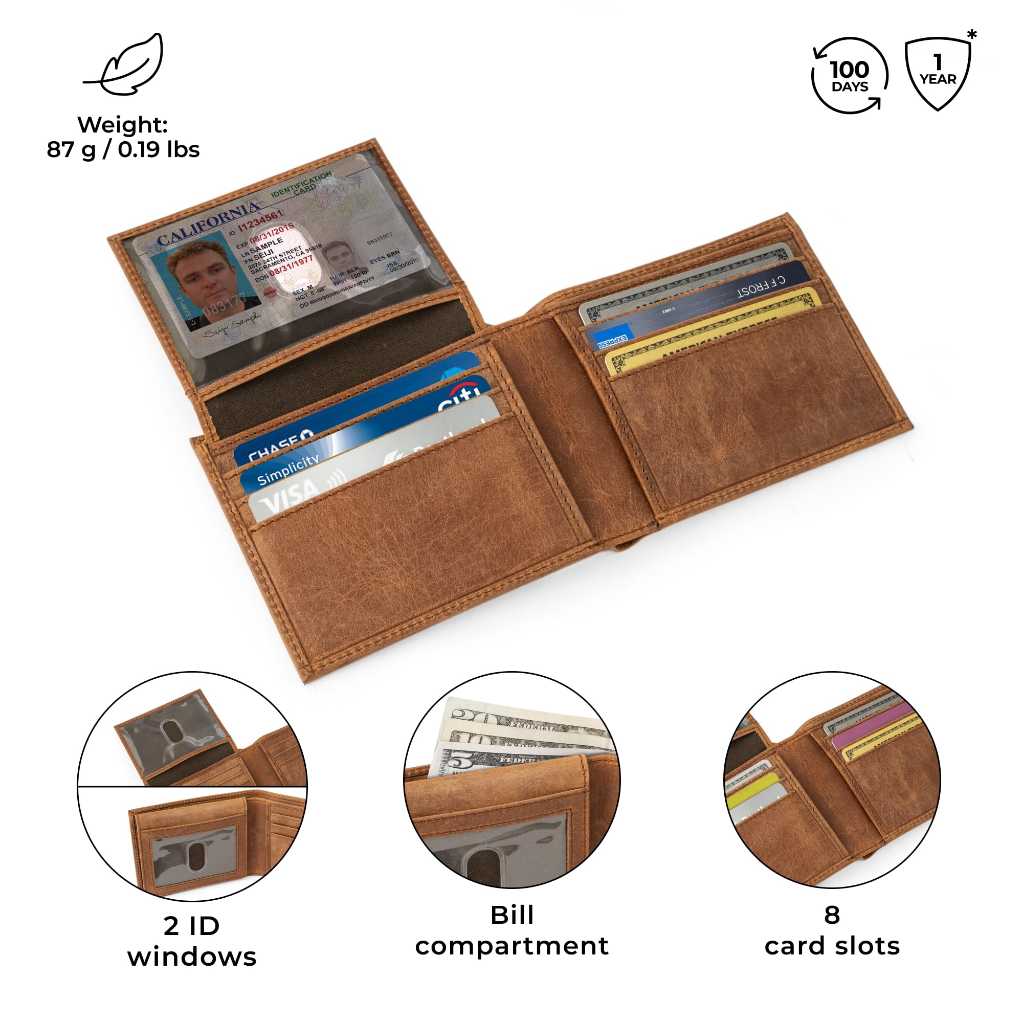 Berliner Bags Peter Cartera de Piel Auténtica Hombre con 8 Tarjetas y RFID